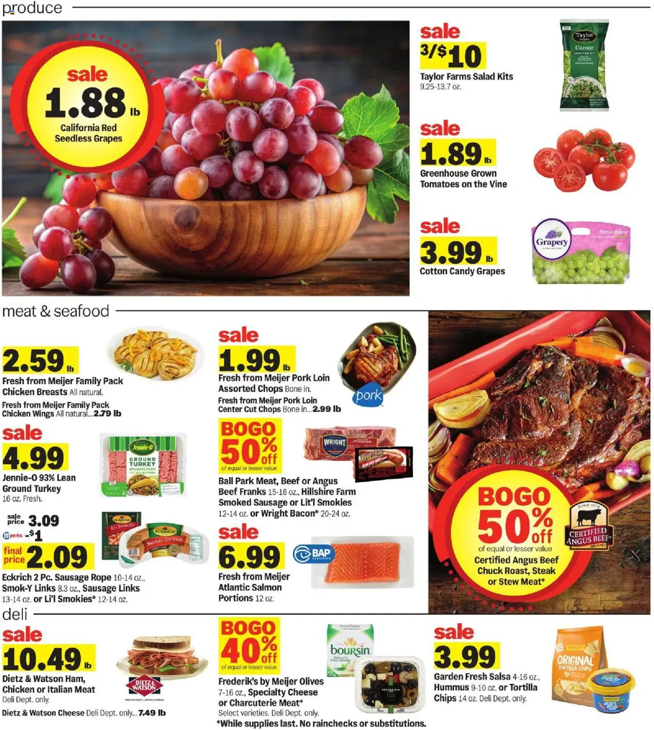 Meijer Weekly Ad - valid from 24.09.2025 | Page: 2 | Products: Cheese, Chips, Salad, Grapes