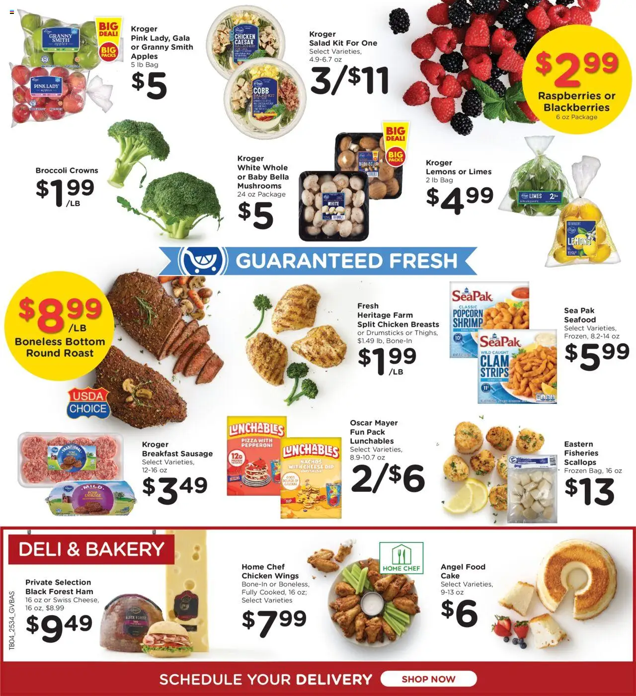 Kroger Ad - valid from 24.09.2025 | Page: 7 | Products: Broccoli, Crowns, Pizza, Sausage