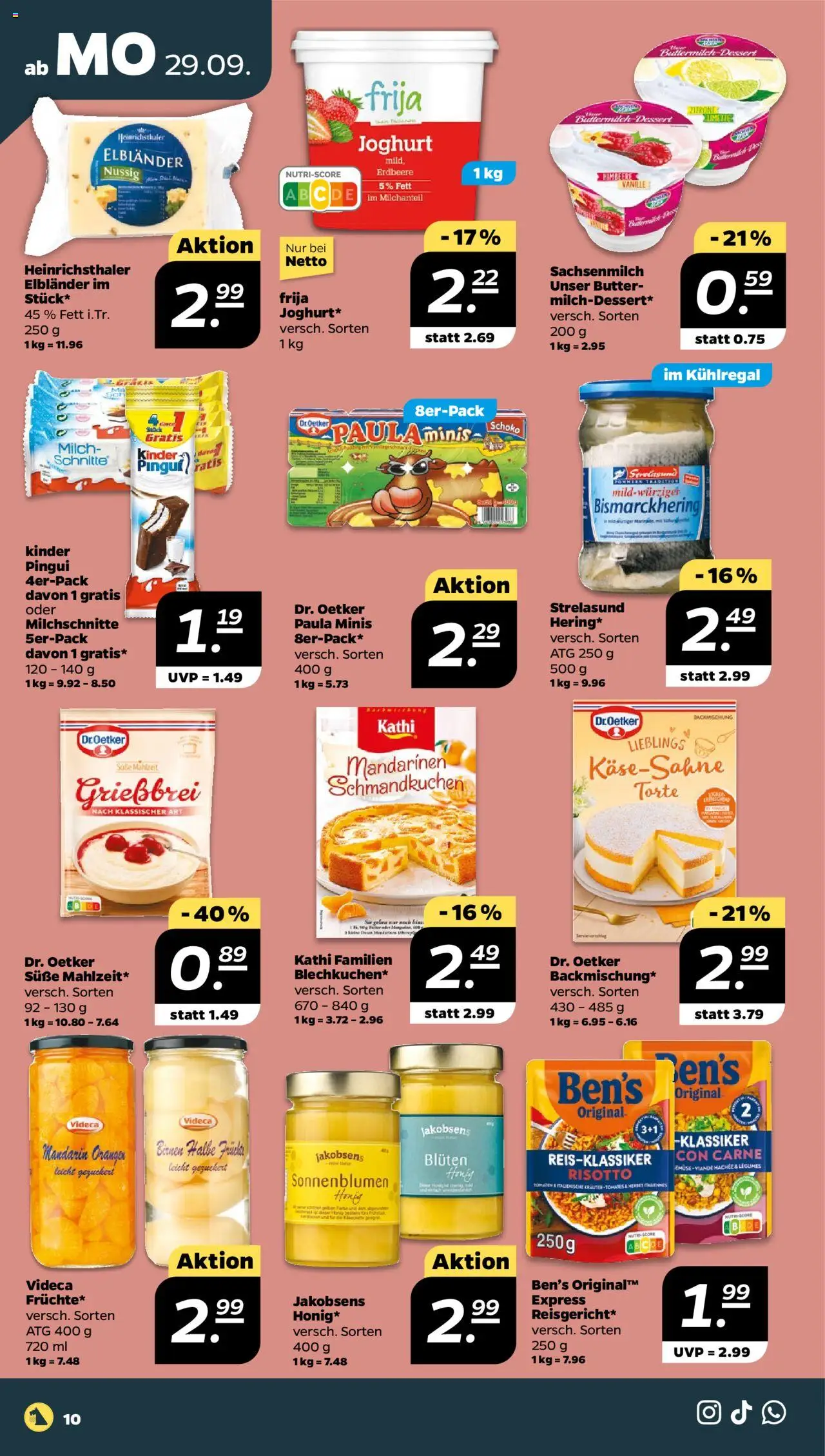 Netto Prospekt 	 – gültig ab 29.09.2025 | Seite: 10 | Produkte: Buttermilch, Milch, Zitrone, Himbeere