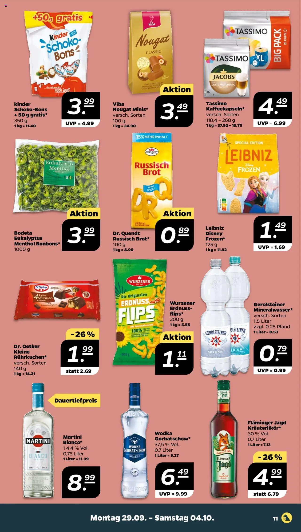 Netto Prospekt 	 – gültig ab 29.09.2025 | Seite: 11 | Produkte: Martini, Sonnenblumenol, Tassimo, Wodka