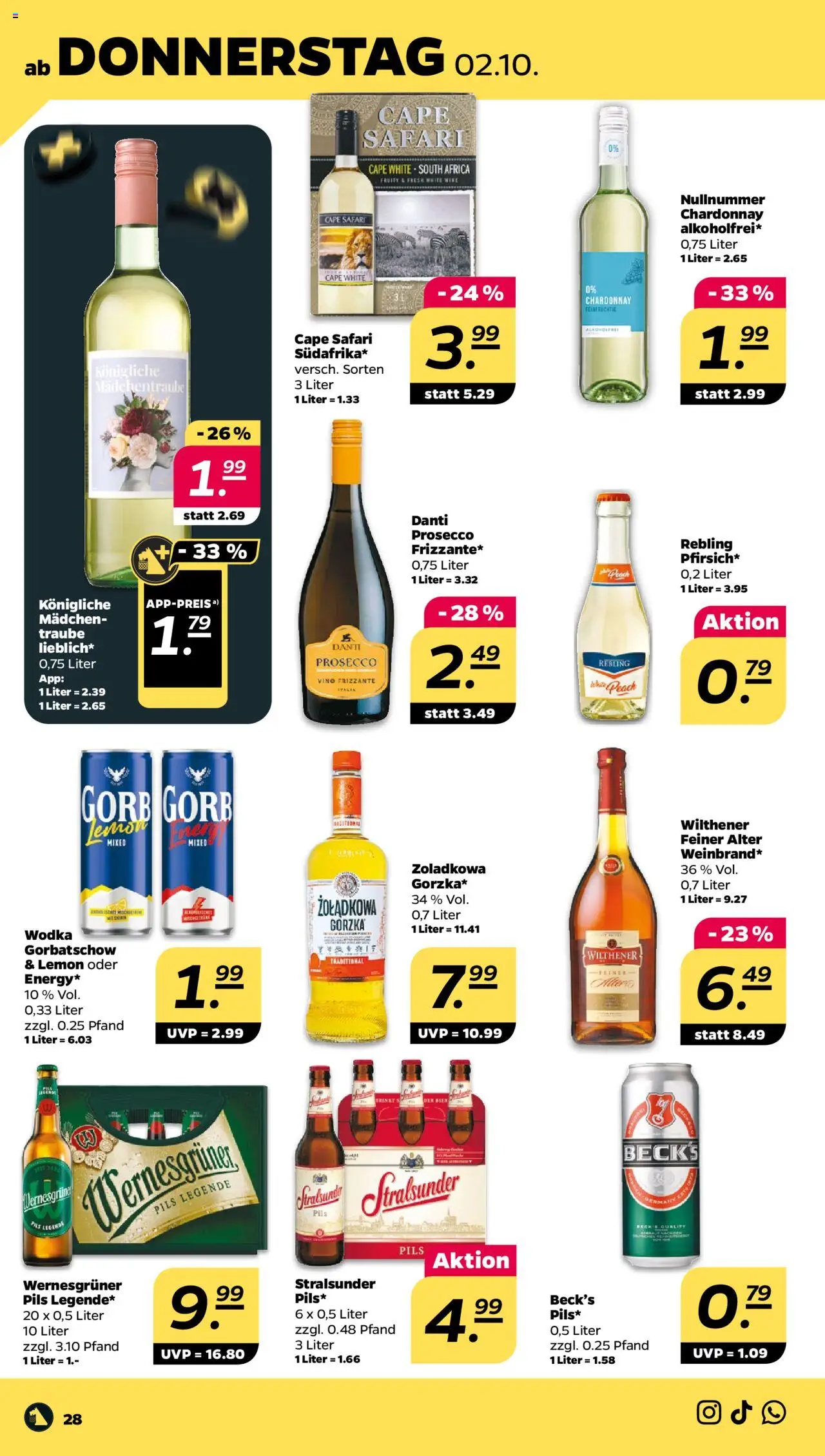 Netto Prospekt 	 – gültig ab 29.09.2025 | Seite: 28 | Produkte: Wilthener, Pils, Wernesgruner, Prosecco