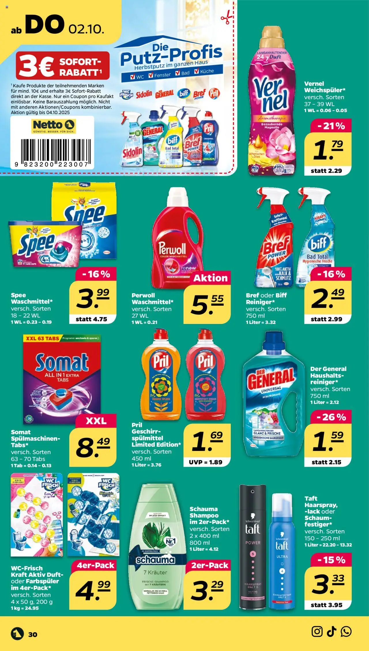 Netto Prospekt 	 – gültig ab 29.09.2025 | Seite: 30 | Produkte: Bad, Duft, Waschmittel, Vernel