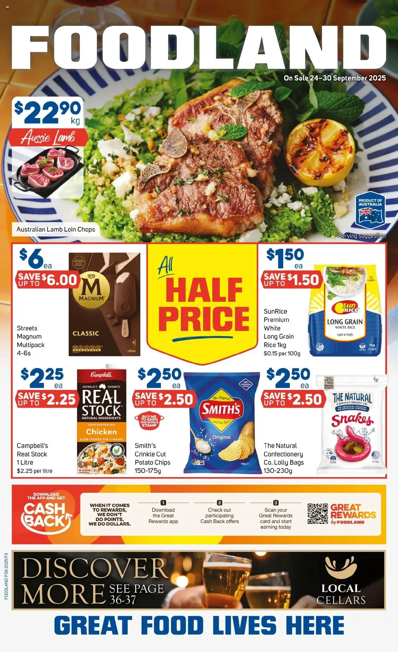 Foodland catalogue - valid from 24.09.2025 | Page: 1 | Products: Light, Lamb, Rice, Chips