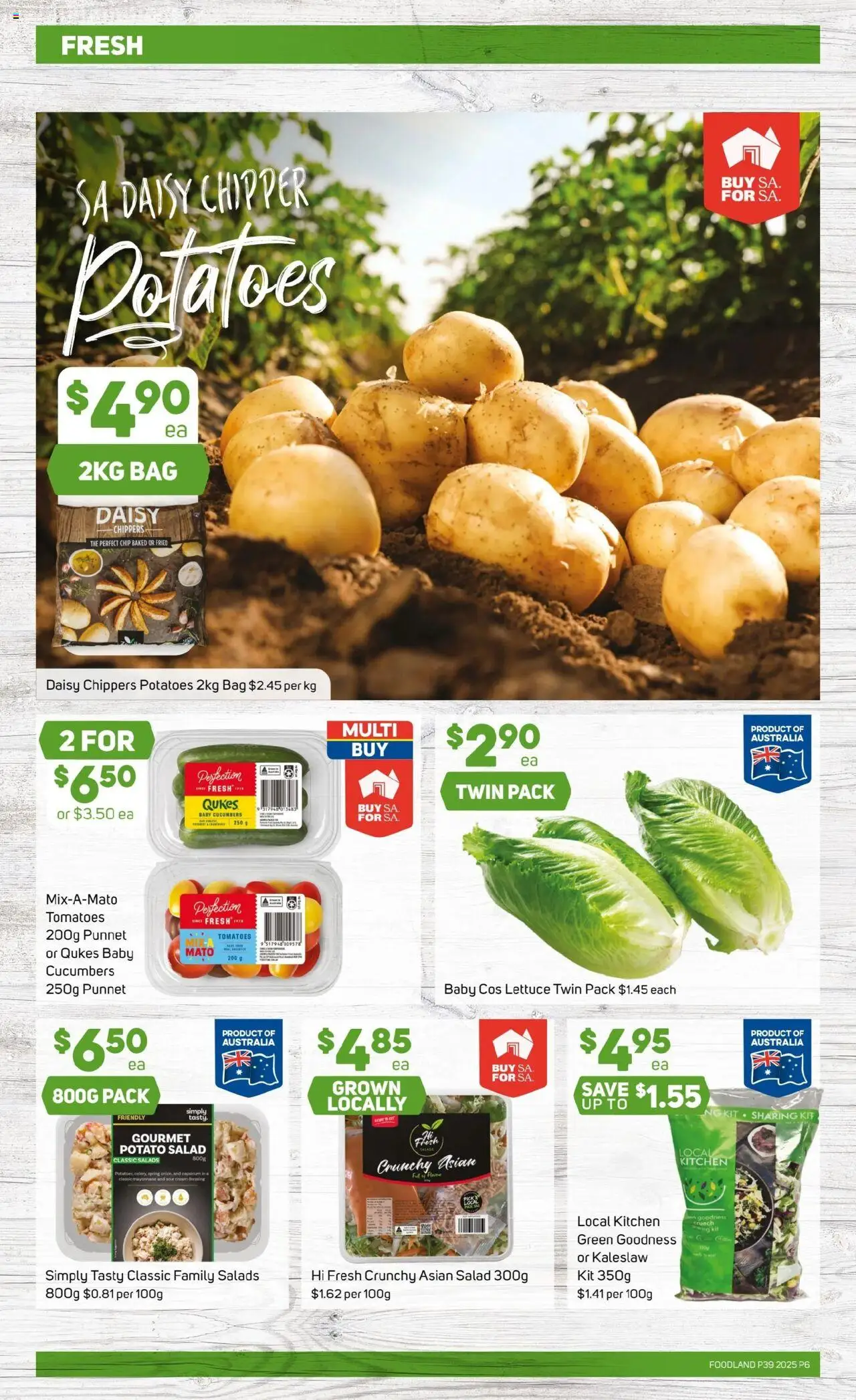 Foodland catalogue - valid from 24.09.2025 | Page: 6 | Products: Cucumbers, Potatoes, Mayonnaise, Bag