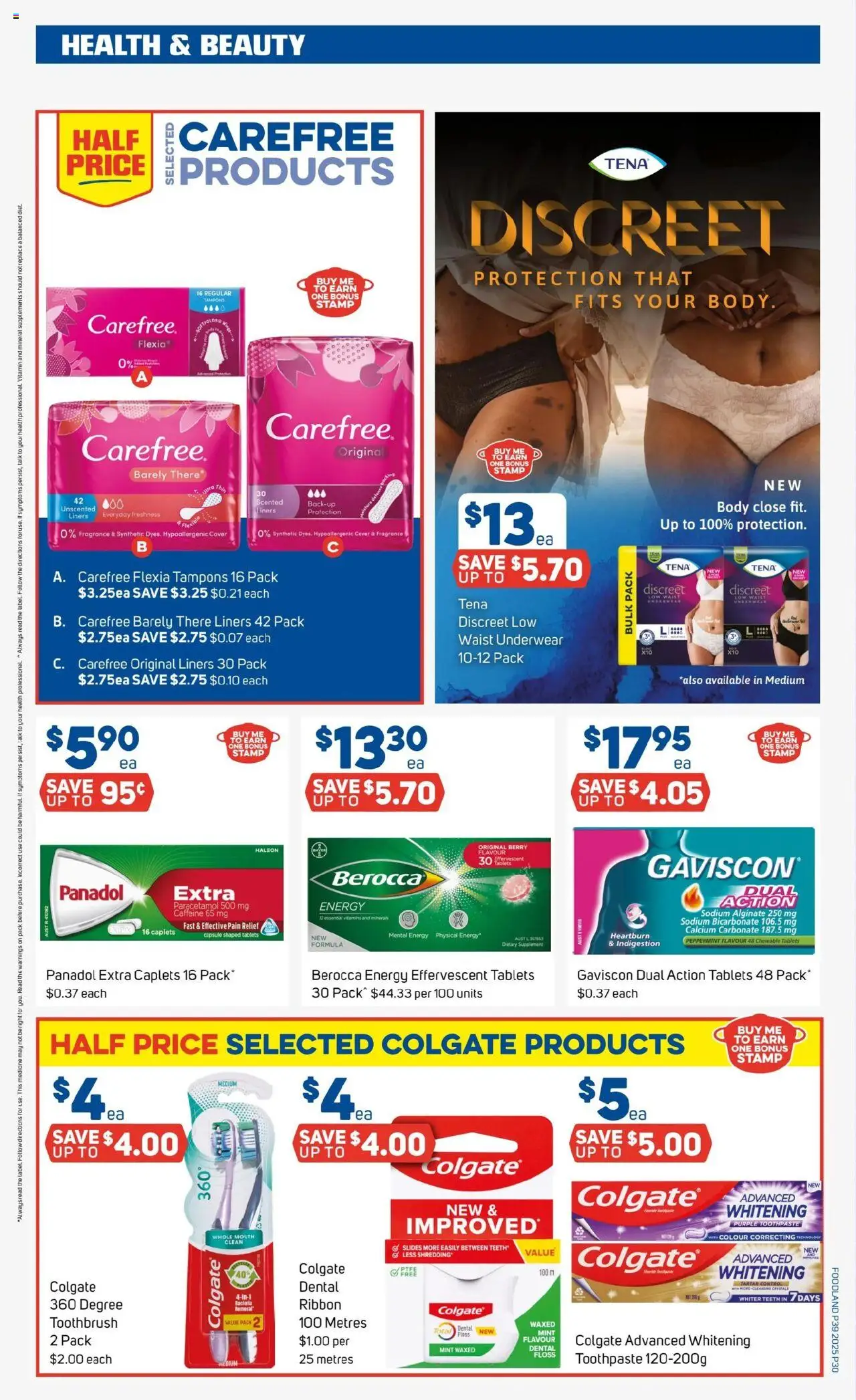 Foodland catalogue - valid from 24.09.2025 | Page: 30 | Products: Toothpaste, Underwear, Vitamin, Pain relief