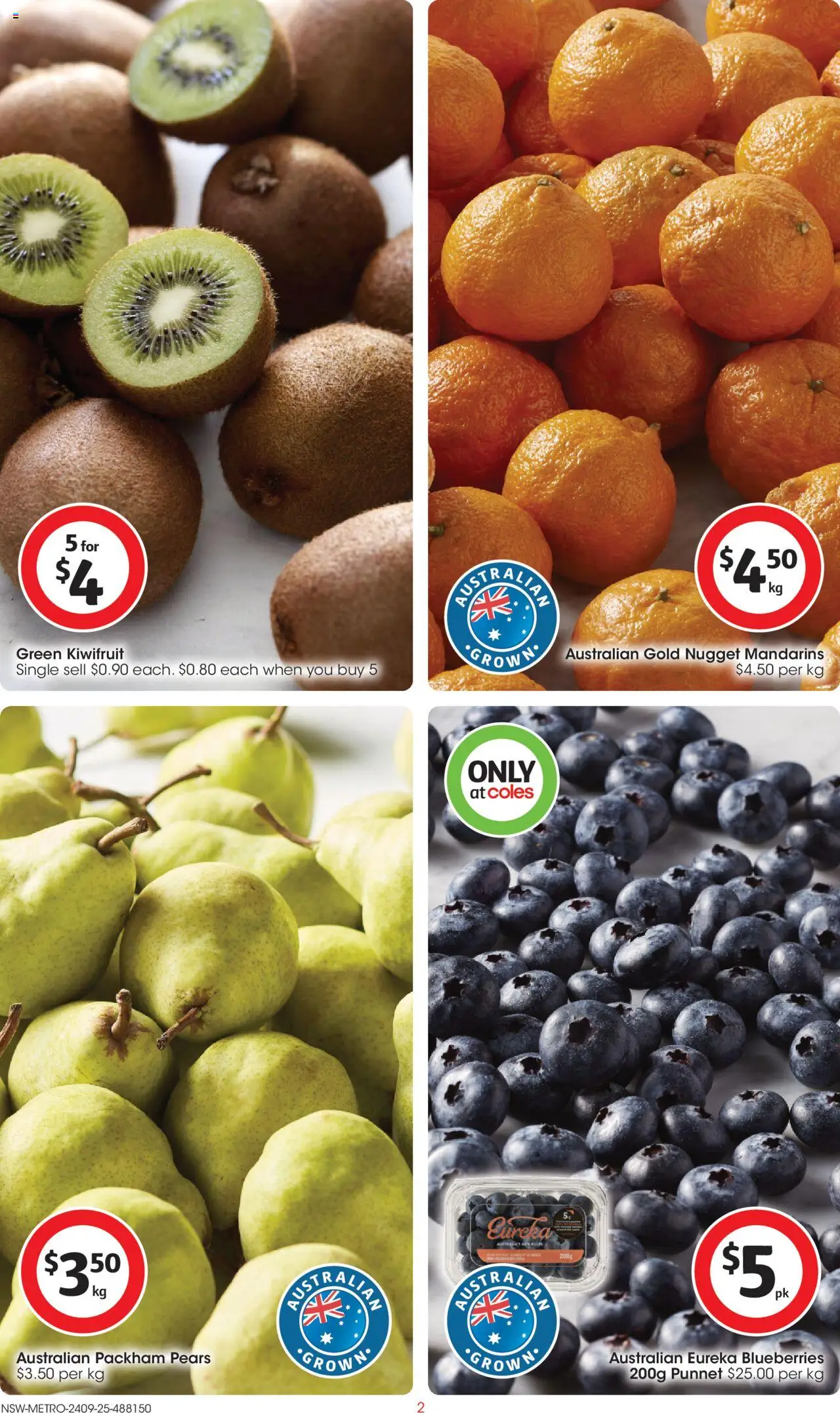 Coles catalogue - valid from 24.09.2025 | Page: 2 | Products: Kiwifruit, Mandarins, Blueberries