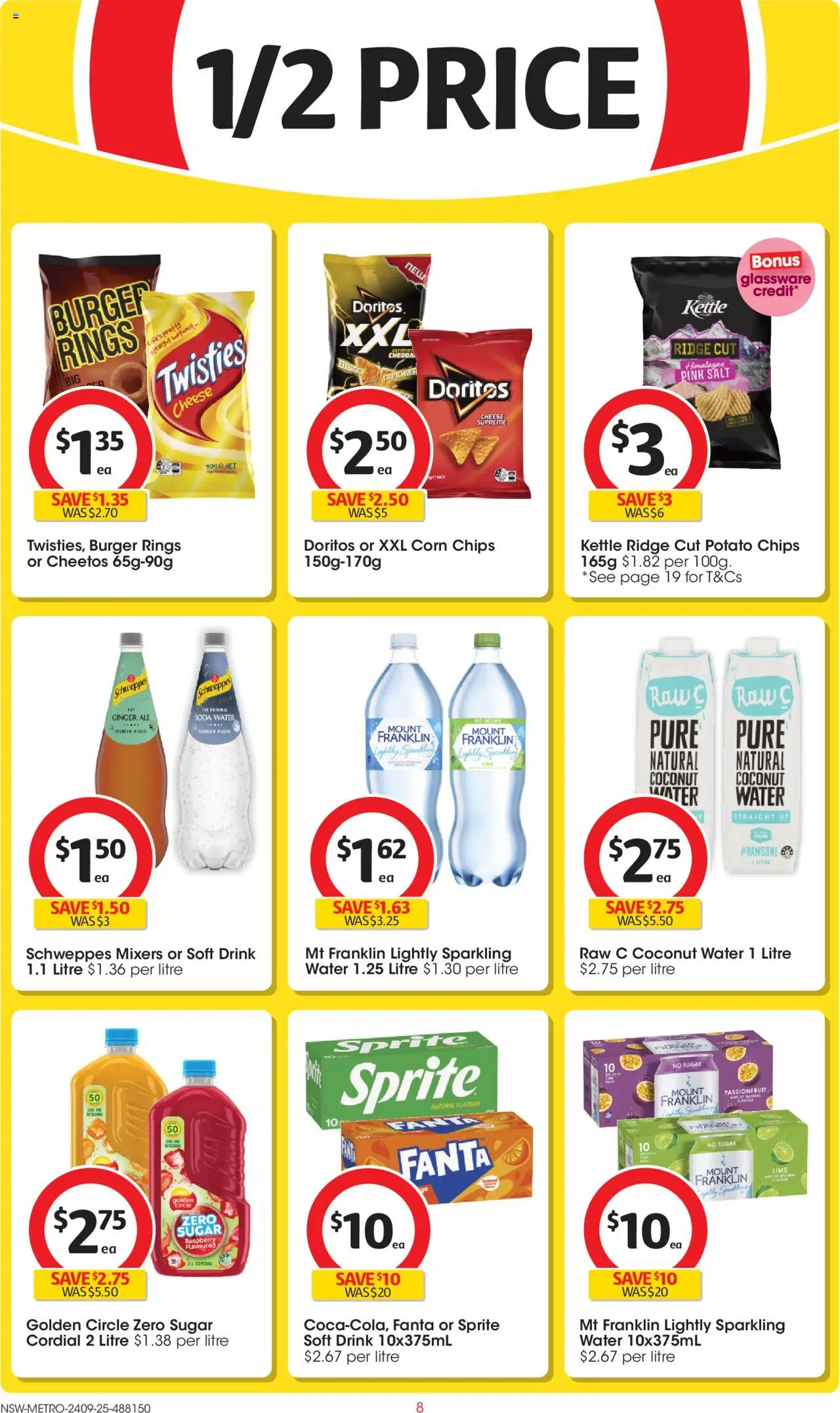 Coles catalogue - valid from 24.09.2025 | Page: 8 | Products: Ginger, Chips, Water, Sugar
