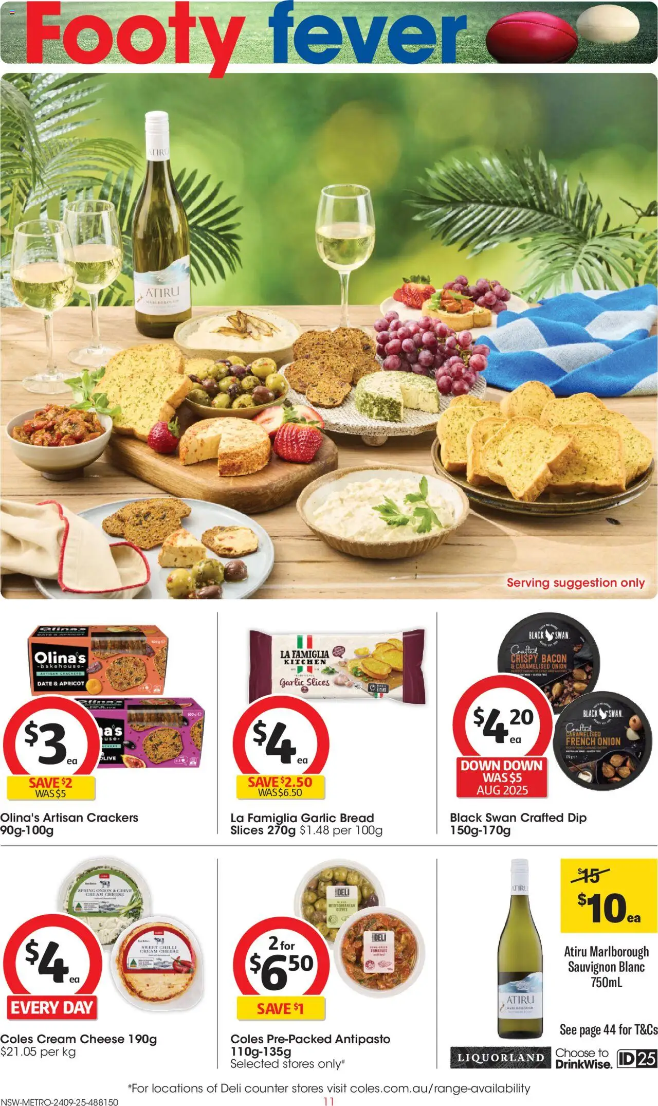 Coles catalogue - valid from 24.09.2025 | Page: 11 | Products: Crackers, Cheese, Cream, Garlic
