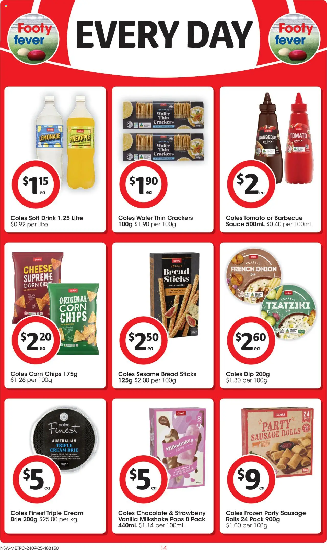 Coles catalogue - valid from 24.09.2025 | Page: 14 | Products: Chocolate, Pineapple, Chips, Sausage