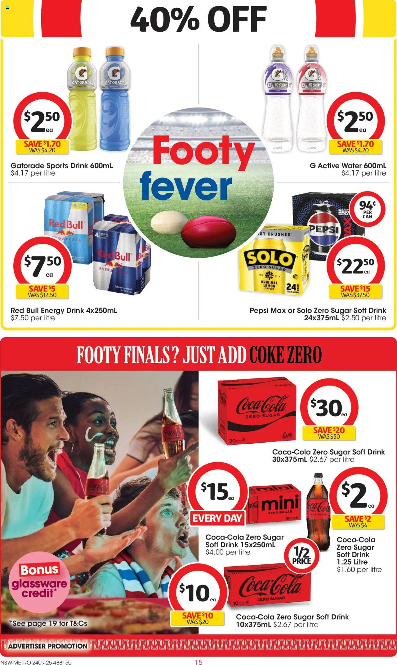 Coles catalogue - valid from 24.09.2025 | Page: 15 | Products: Energy drink, Coke, Water, Lemon