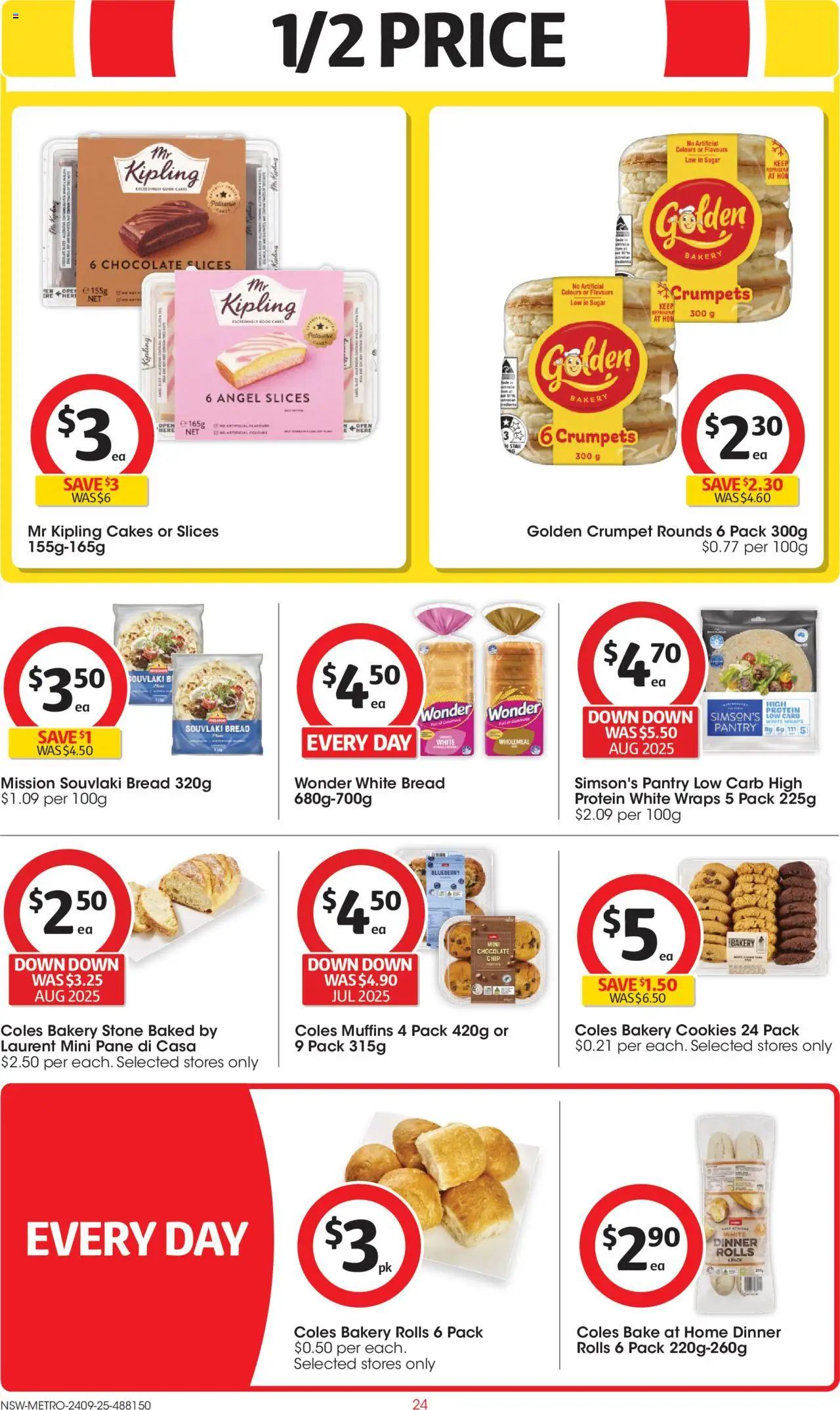 Coles catalogue - valid from 24.09.2025 | Page: 24 | Products: Bread, Muffins, Sugar, Bakery