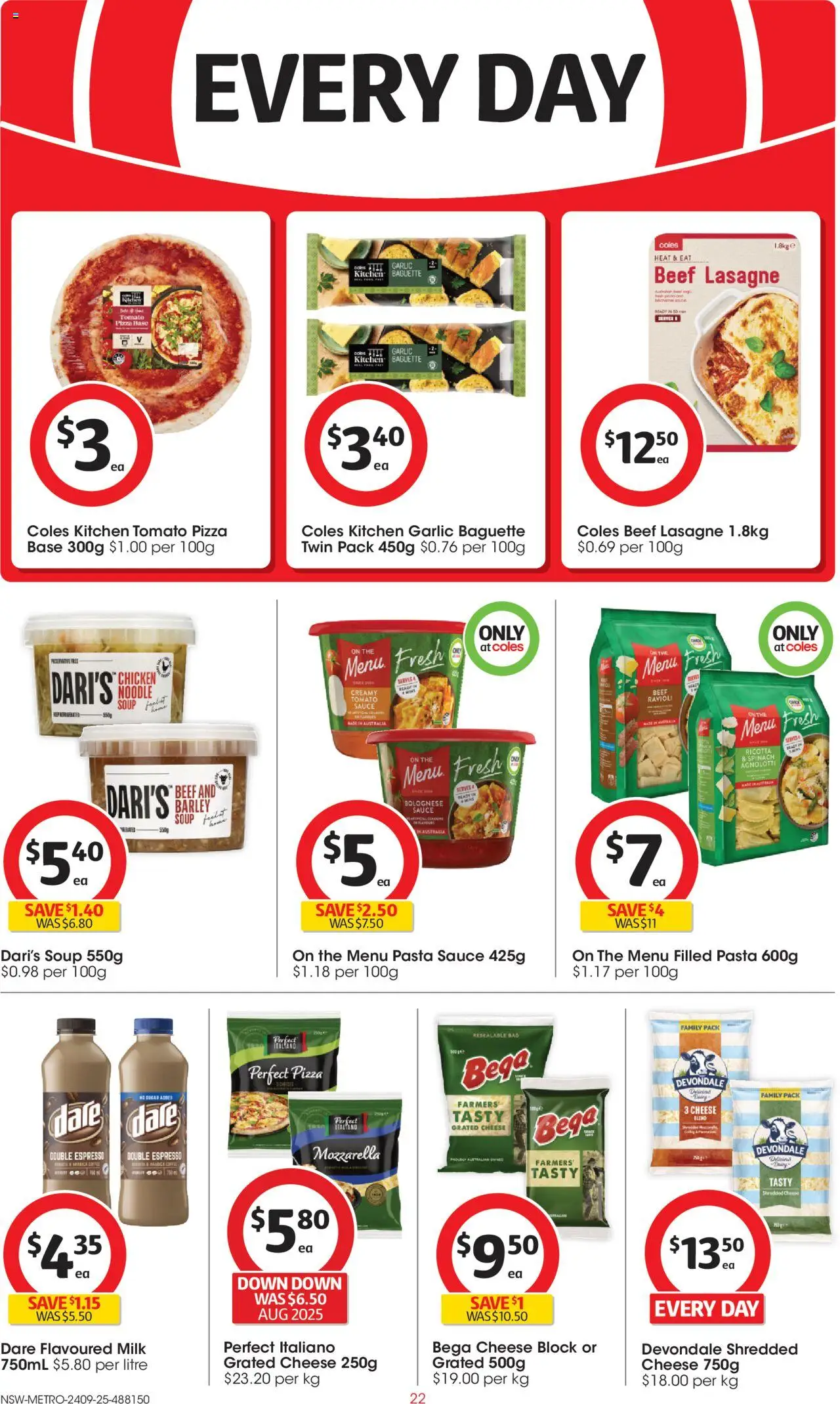 Coles catalogue - valid from 24.09.2025 | Page: 22 | Products: Coffee, Pasta, Garlic, Bag
