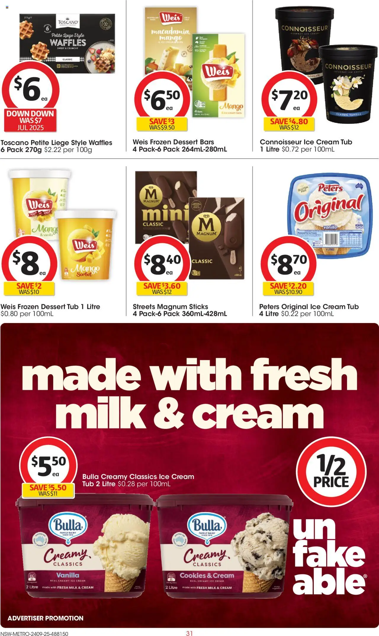 Coles catalogue - valid from 24.09.2025 | Page: 31 | Products: Milk, Cream, Mango, Waffles