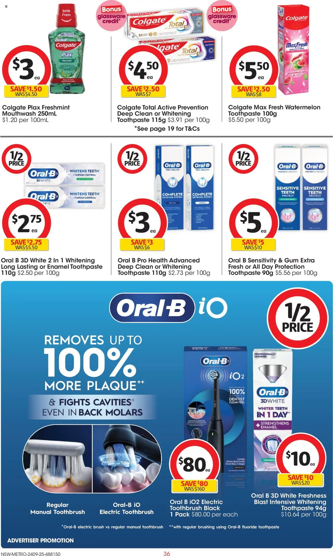 Coles catalogue - valid from 24.09.2025 | Page: 36 | Products: Charger, Glassware, Toothpaste, Watermelon