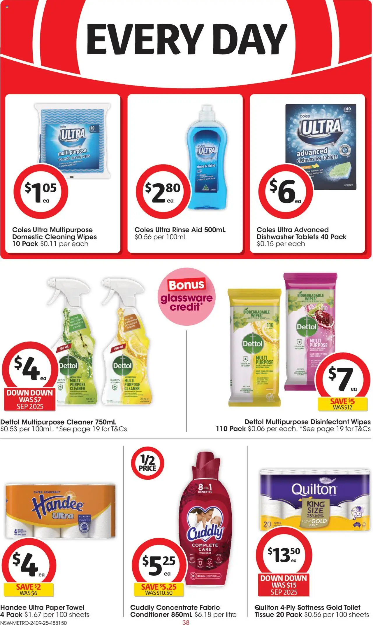 Coles catalogue - valid from 24.09.2025 | Page: 38 | Products: Toilet, Dishwasher tablets, Dishwasher, Tablets