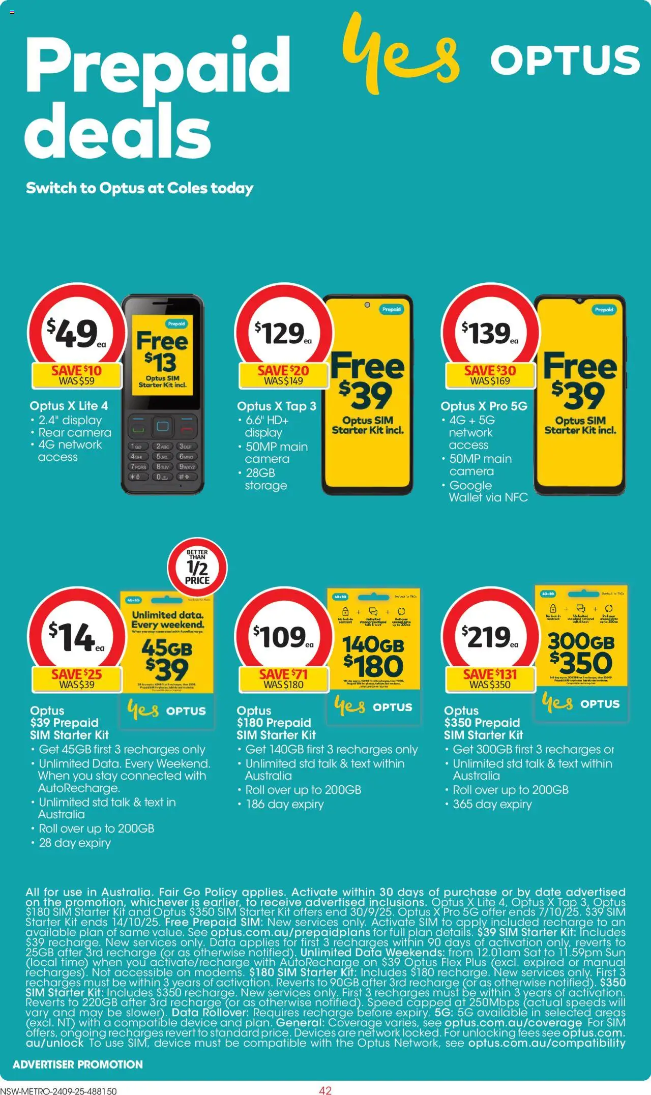 Coles catalogue - valid from 24.09.2025 | Page: 42 | Products: Tap, Wallet, Date, Camera
