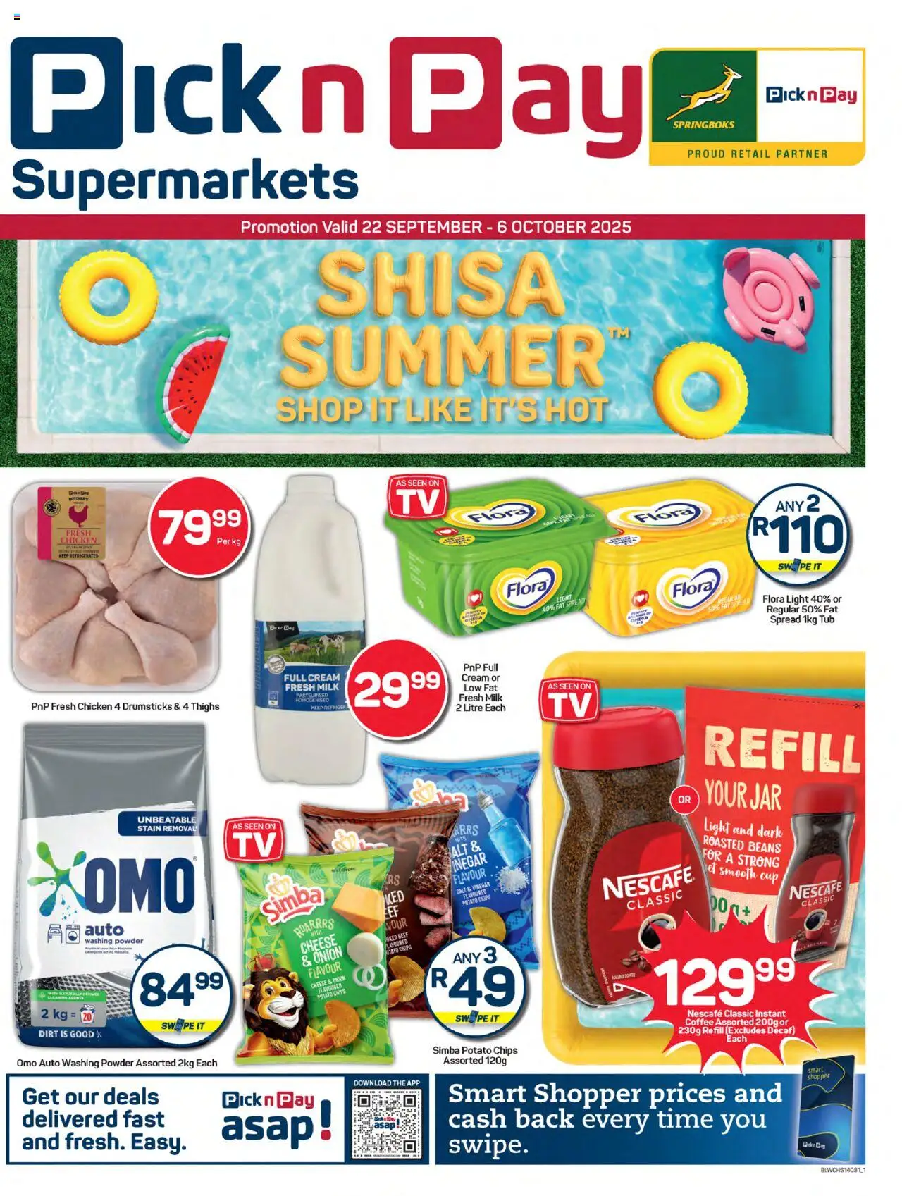 New Pick n Pay catalogue – valid from 22.09.2025 | Page: 1 | Products: Milk, Cheese, Coffee, Powder