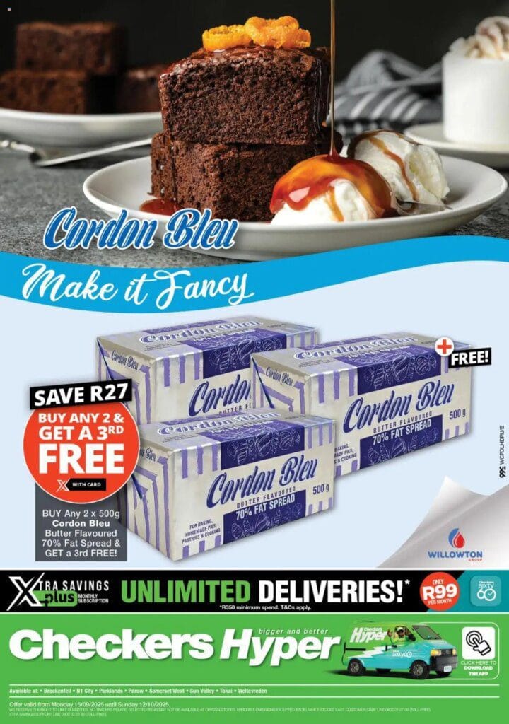 Checkers catalogue Specials Monday 15 September Western Cape – Cordon Bleu