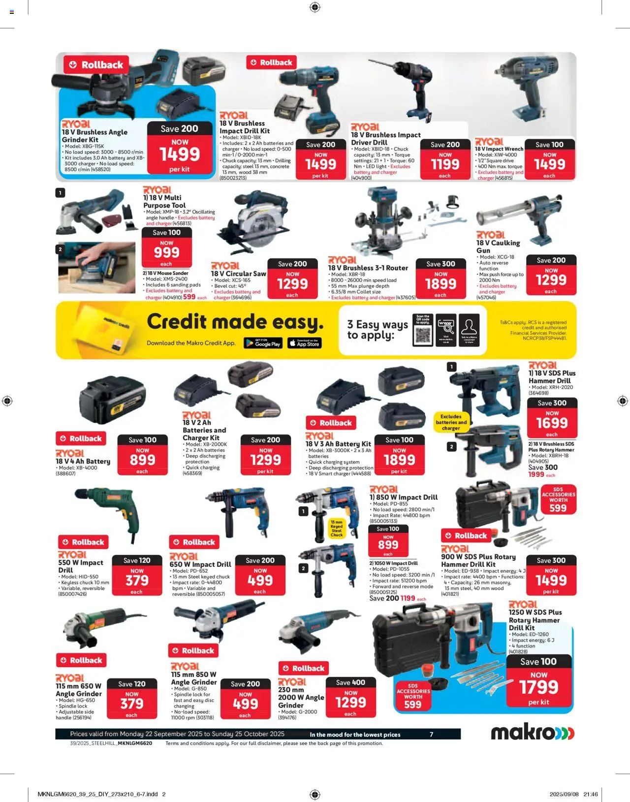 New Makro catalogue – valid from 22.09.2025 | Page: 7 | Products: Grinder, Wrench, Charger, Hammer