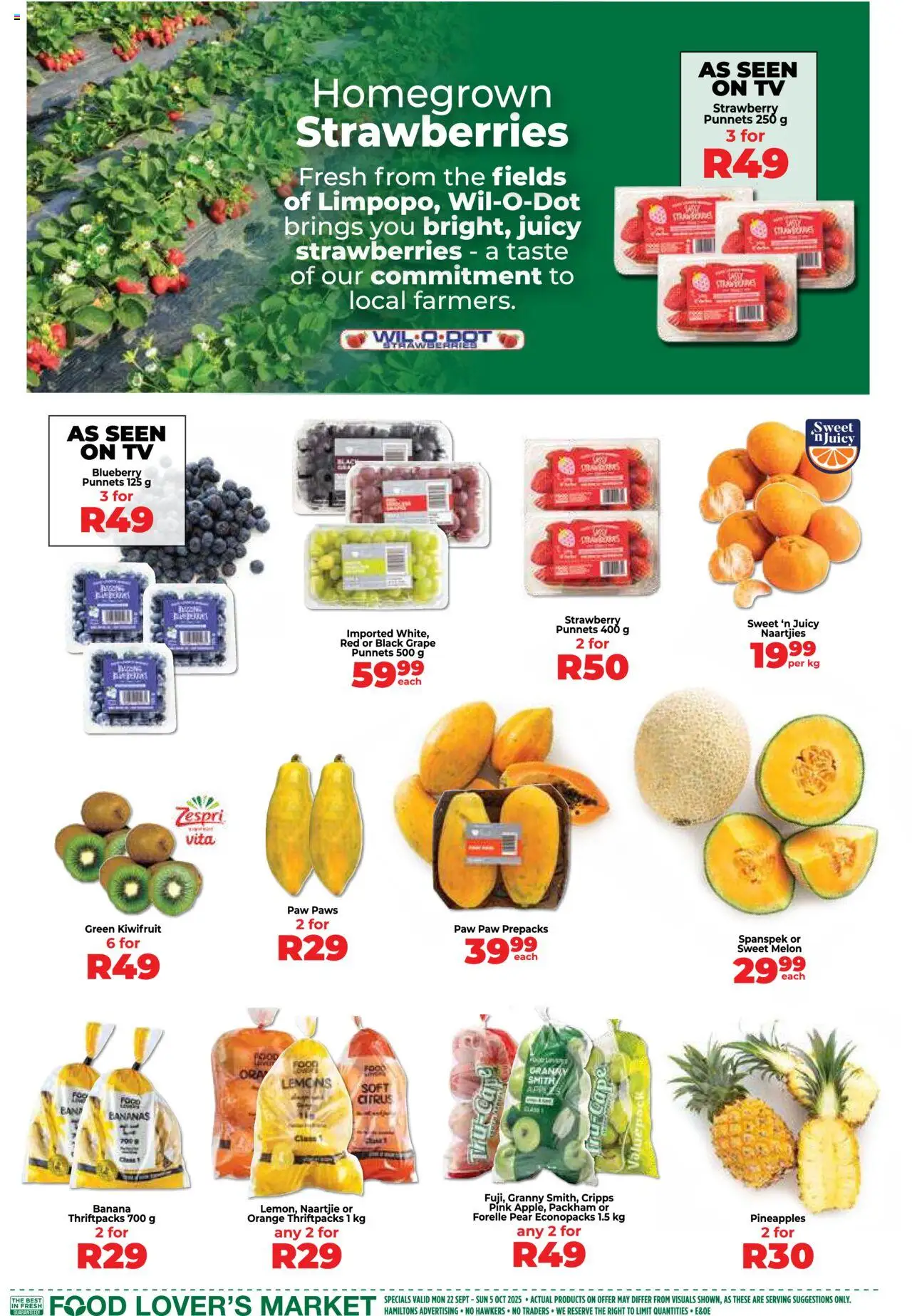 New Food Lover's Market catalogue – valid from 22.09.2025 | Page: 3 | Products: TV, Bananas, Strawberries