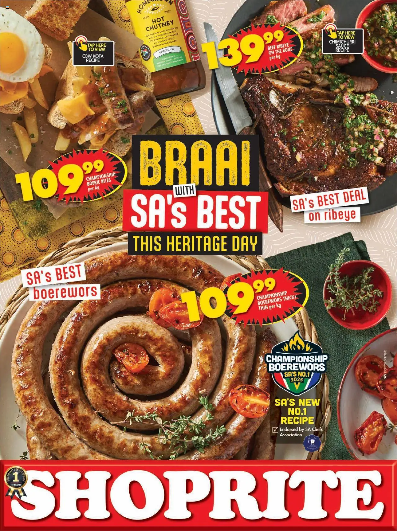 New Shoprite catalogue – valid from 22.09.2025 | Page: 1 | Products: Boerewors, Beef, Tap, Sauce