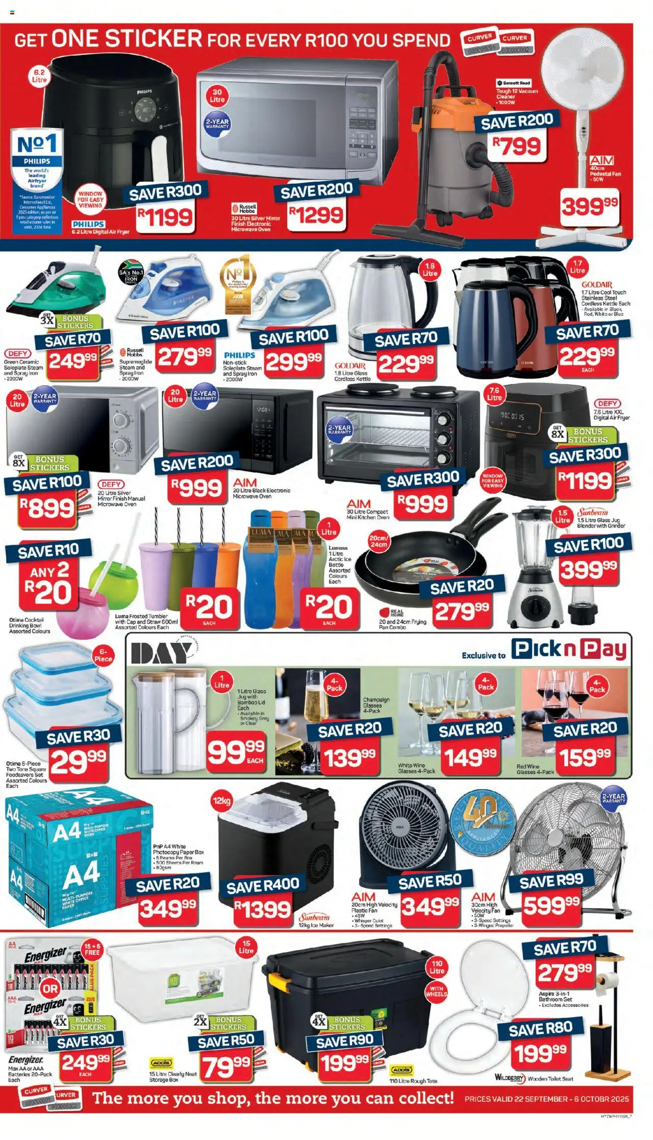 New Pick n Pay catalogue – valid from 22.09.2025 | Page: 7 | Products: Fan, Fryer, Blender, Paper