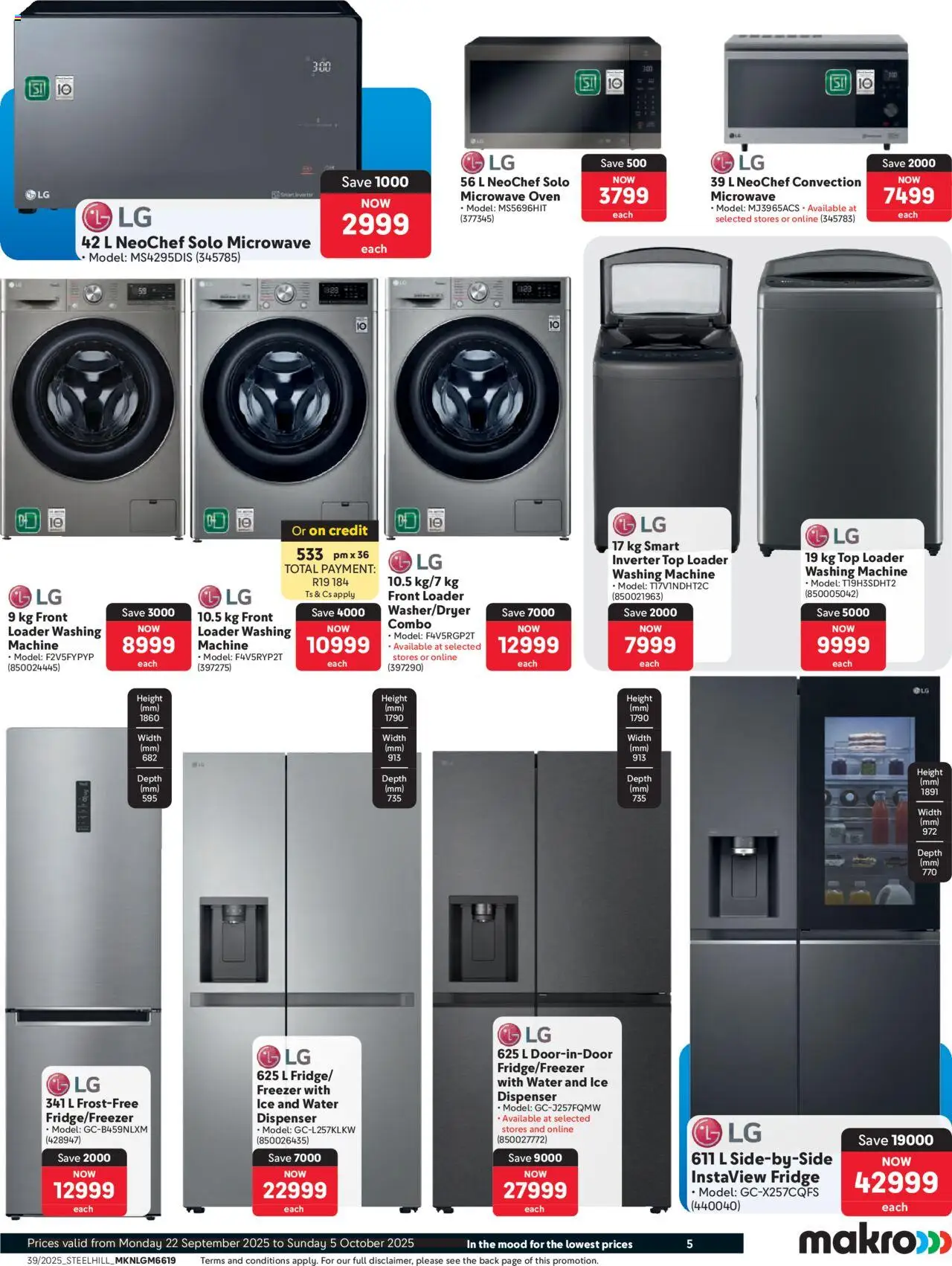 New Makro catalogue – valid from 22.09.2025 | Page: 5 | Products: Washing machine, Microwave oven, Microwave, Water