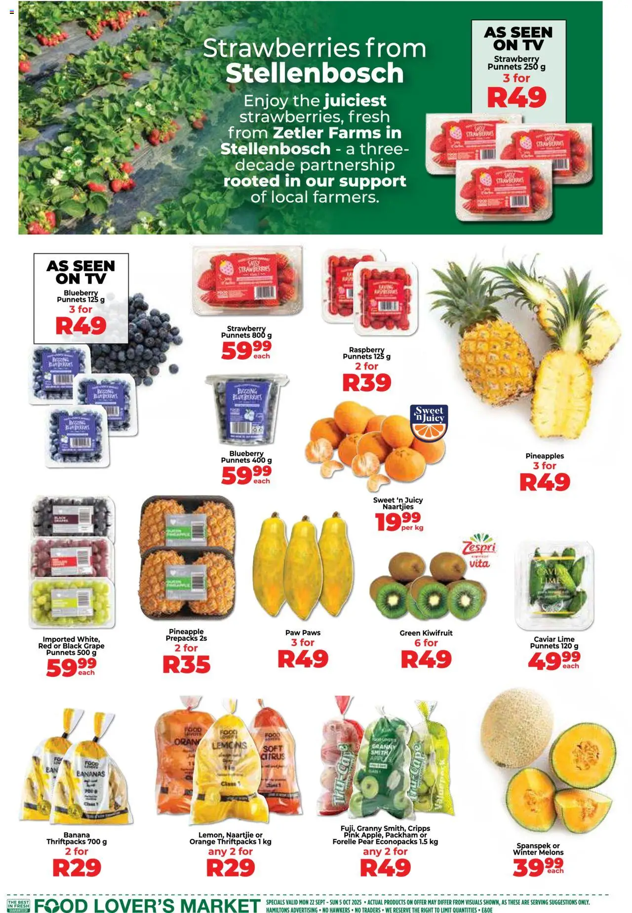 New Food Lover's Market catalogue – valid from 22.09.2025 | Page: 3 | Products: Melons, TV, Bananas, Pineapple