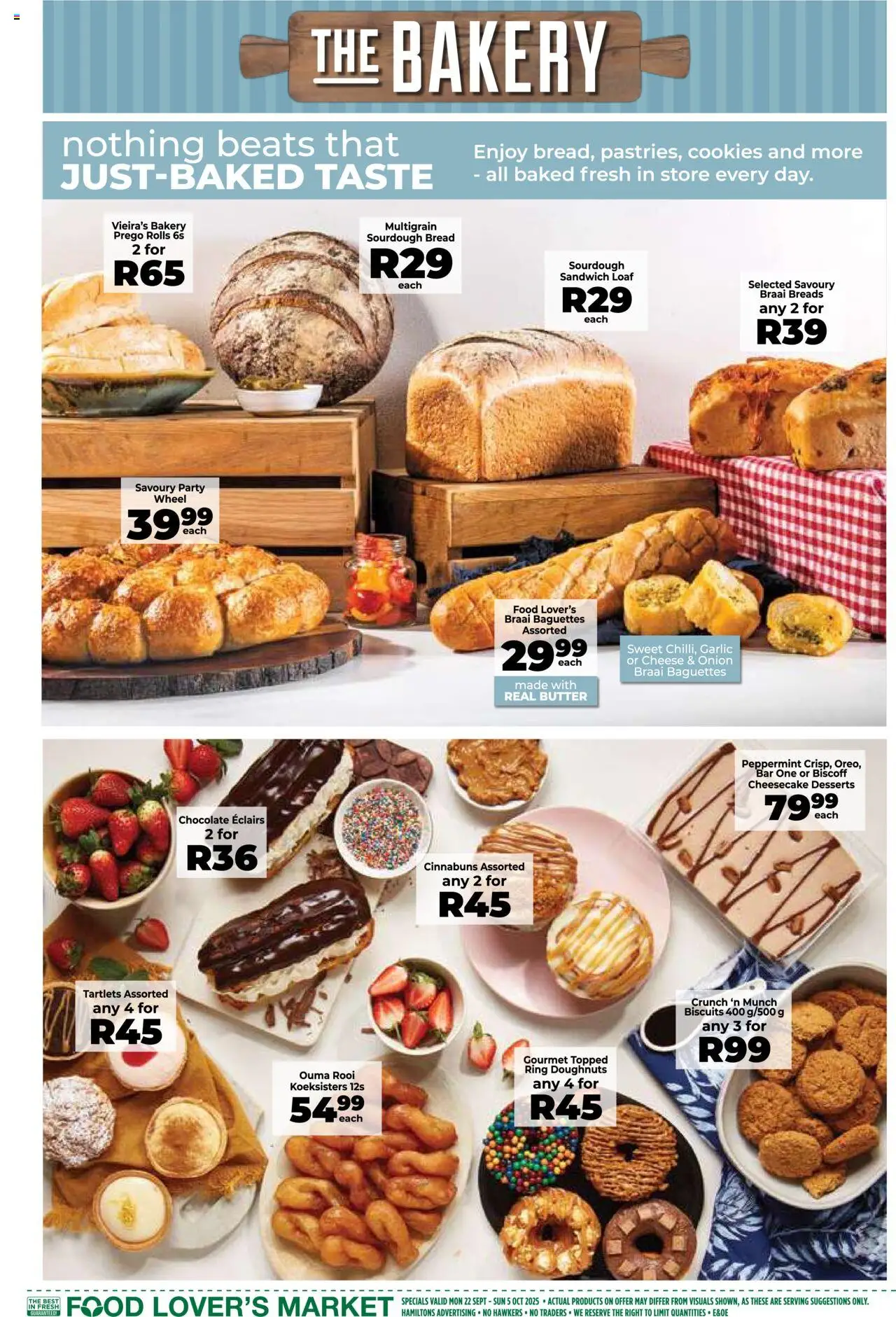 New Food Lover's Market catalogue – valid from 22.09.2025 | Page: 5 | Products: Bakery, Cheese, Biscuits, Garlic