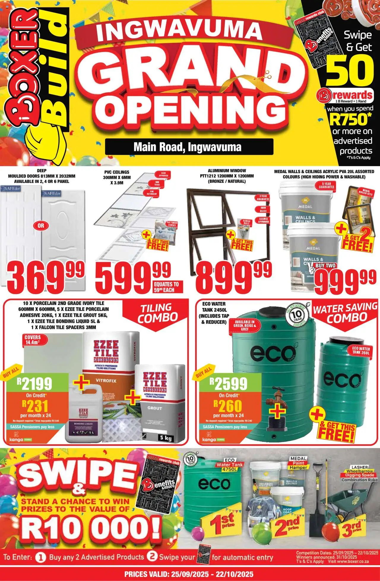 New Boxer catalogue – valid from 25.09.2025 | Page: 1 | Products: Dates, Paint, Tiling, Wheelbarrow