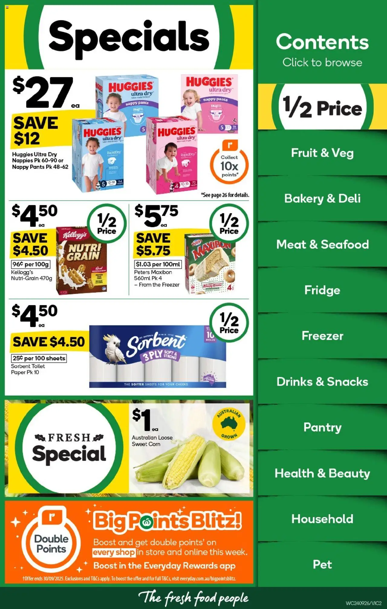 Woolworths catalogue - valid from 24.09.2025 | Page: 2 | Products: Meat, Nappies, Seafood, Bakery