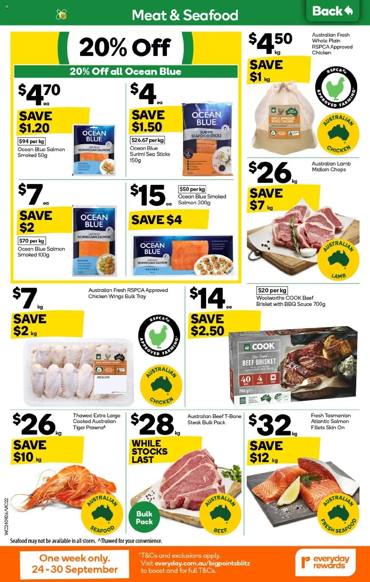 Woolworths catalogue - valid from 24.09.2025 | Page: 22 | Products: Lamb, Meat, Steak, Seafood