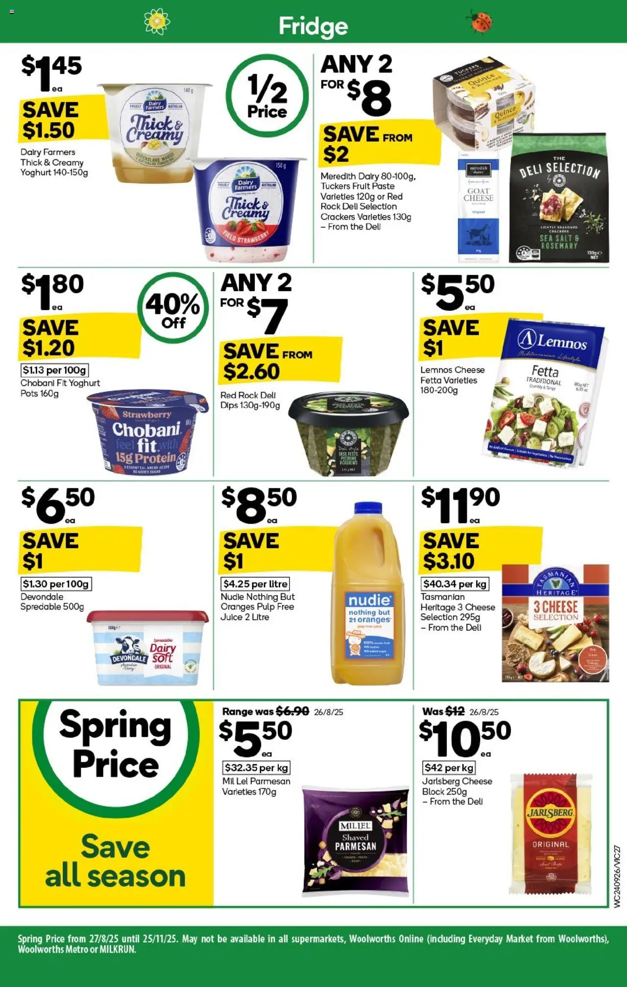 Woolworths catalogue - valid from 24.09.2025 | Page: 27 | Products: Crackers, Cheese, Juice, Oranges
