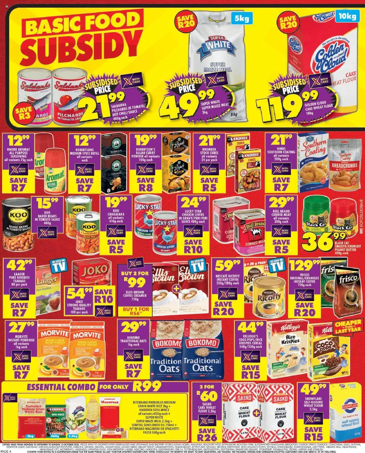 New Shoprite catalogue – valid from 22.09.2025 | Page: 4 | Products: Butter, Creamer, Tea, Sauce
