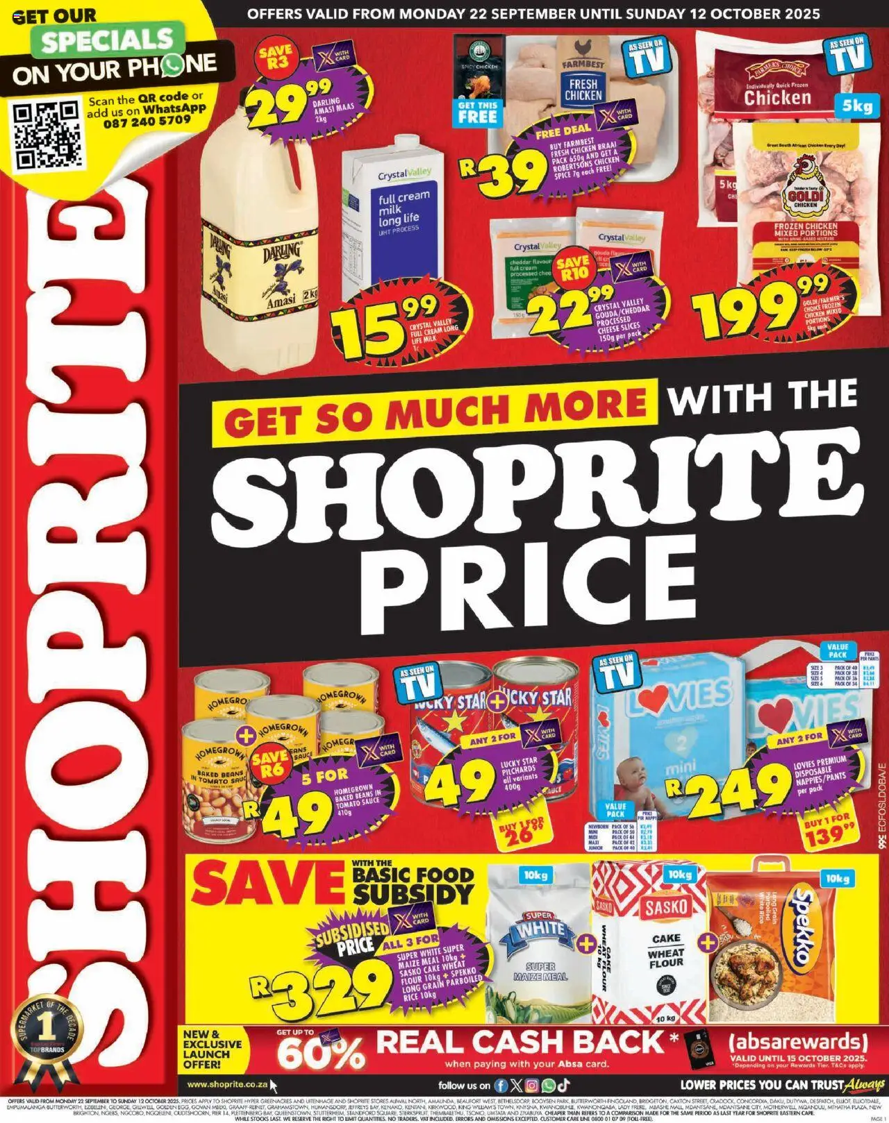 New Shoprite catalogue – valid from 22.09.2025 | Page: 1 | Products: Cake, Flour, Phone, Cream