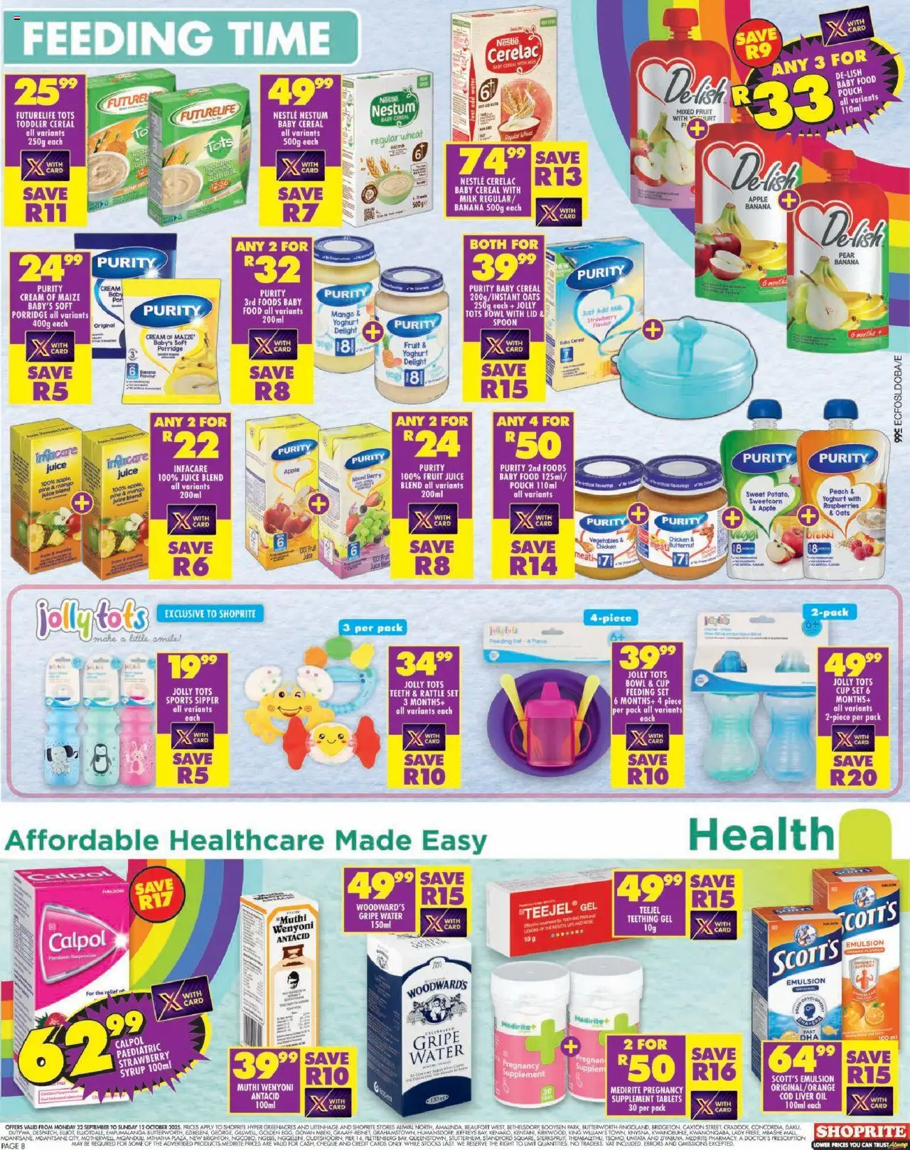 New Shoprite catalogue – valid from 22.09.2025 | Page: 8 | Products: Bowl, Chicken, Water, Mango