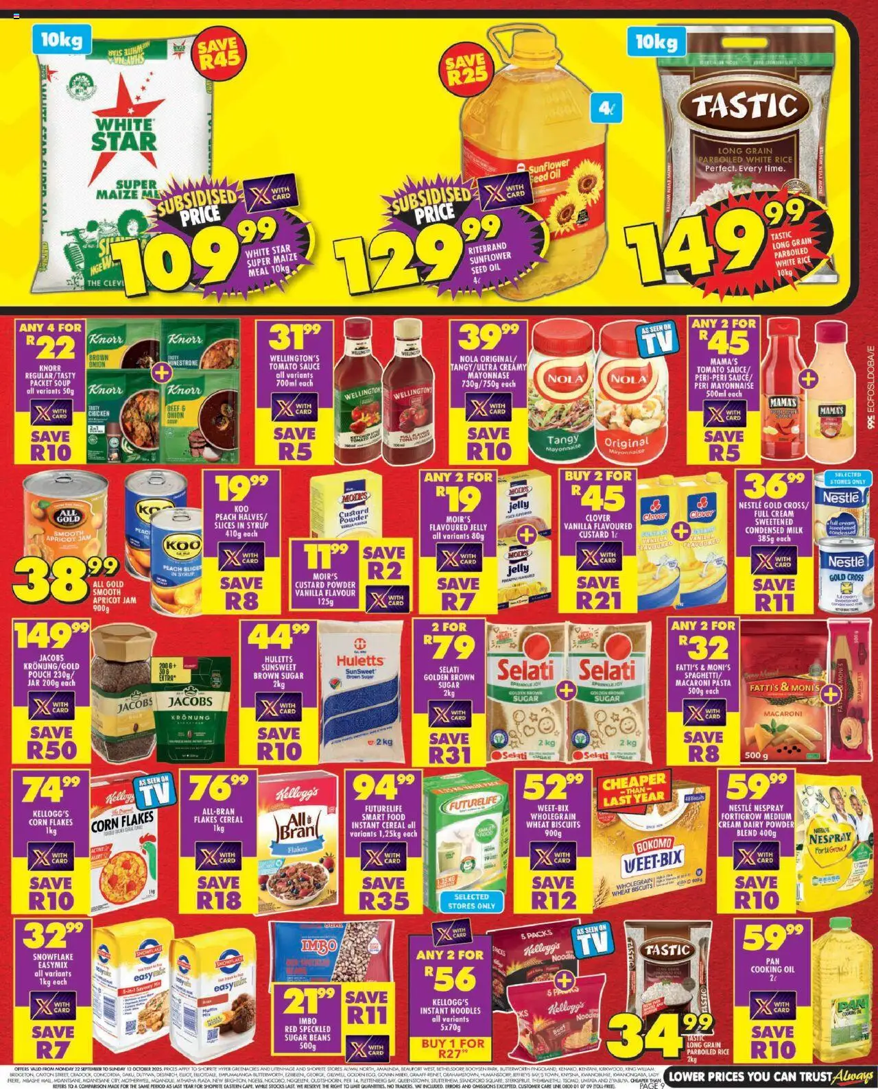New Shoprite catalogue – valid from 22.09.2025 | Page: 9 | Products: Oil, Biscuits, Rice, Tomato sauce