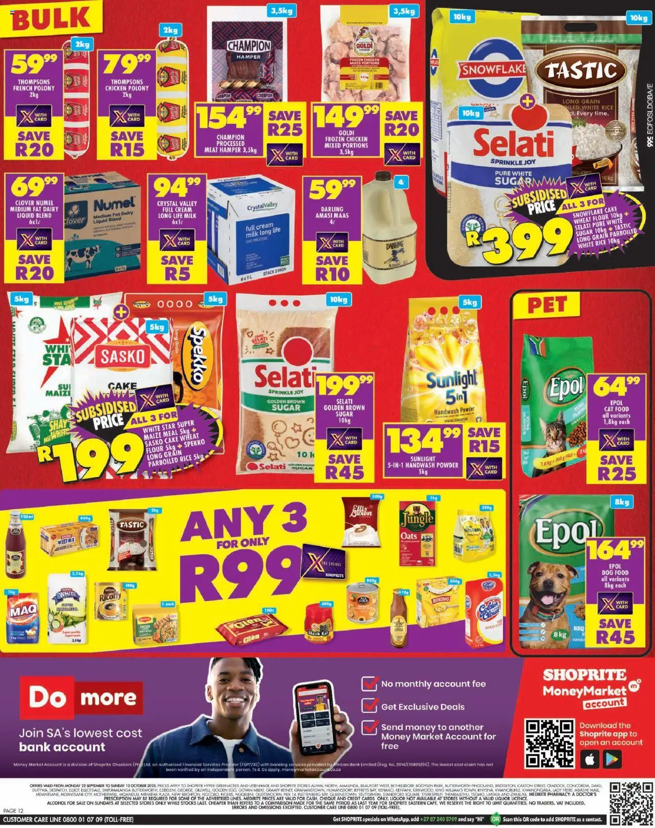 New Shoprite catalogue – valid from 22.09.2025 | Page: 12 | Products: Chicken meat, Powder, Cream, Sugar