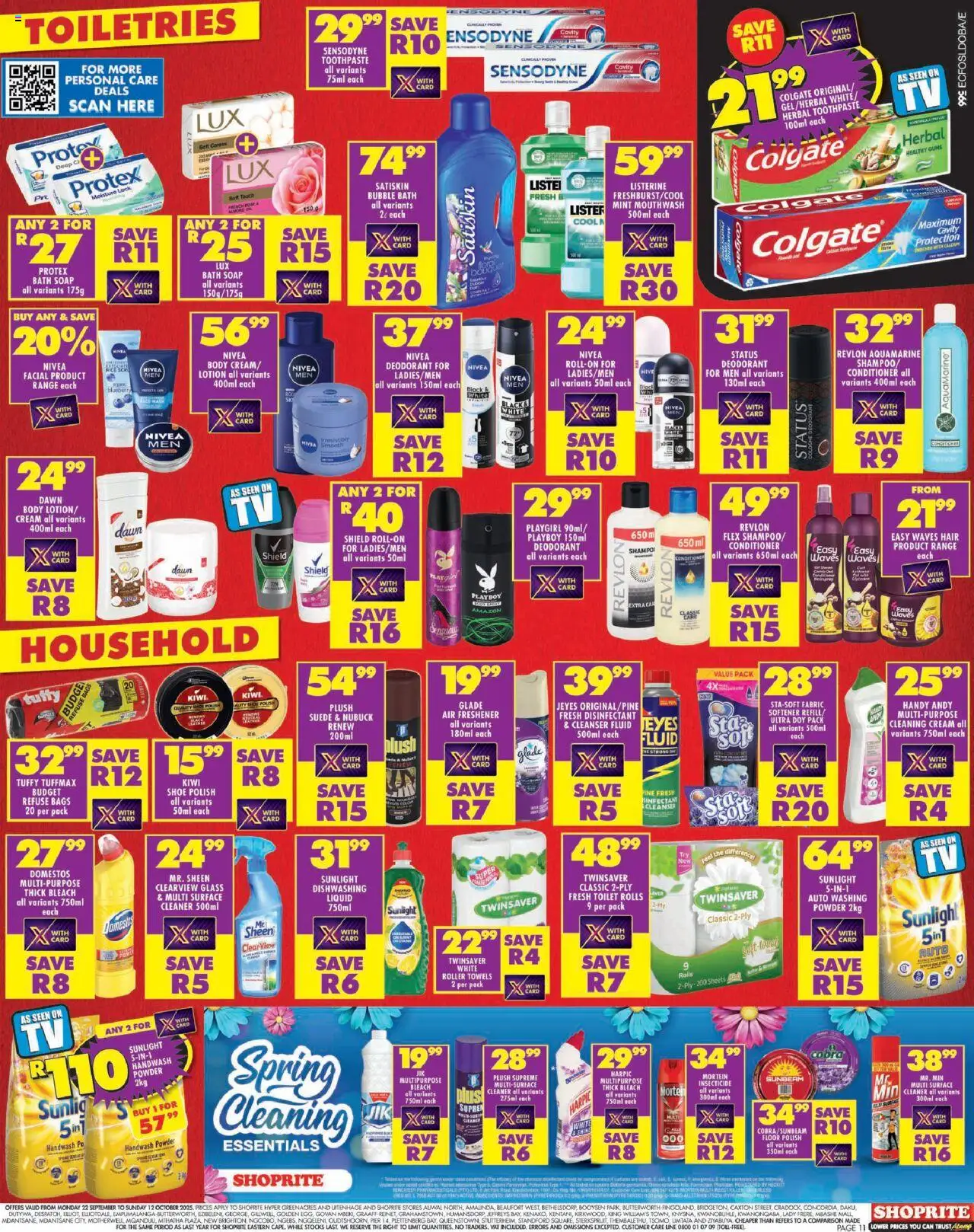 New Shoprite catalogue – valid from 22.09.2025 | Page: 11 | Products: Bleach, Kiwi, Soap, Mouthwash