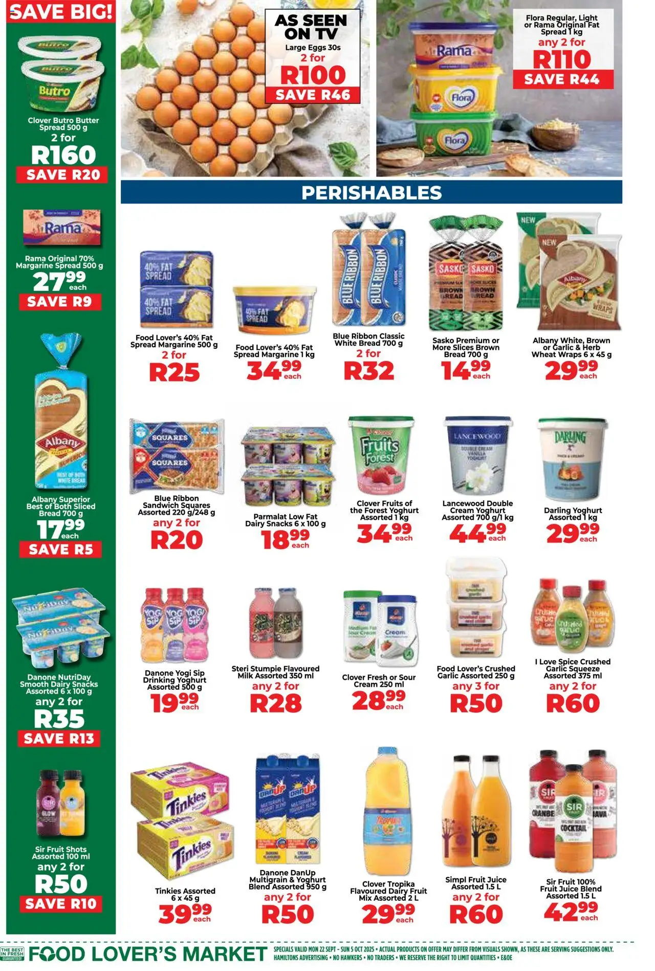 New Food Lover's Market catalogue – valid from 22.09.2025 | Page: 6 | Products: TV, Eggs, Fat spread, Garlic