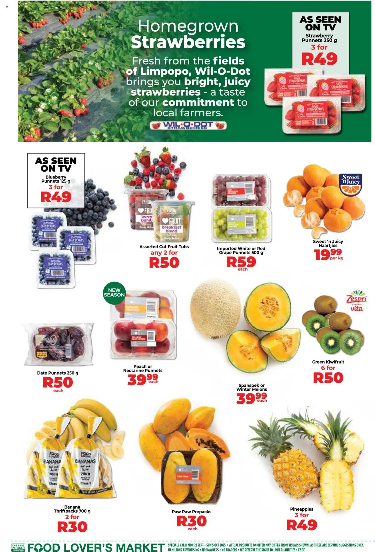 New Food Lover's Market catalogue – valid from 22.09.2025 | Page: 3 | Products: TV, Bananas, Strawberries, Peach