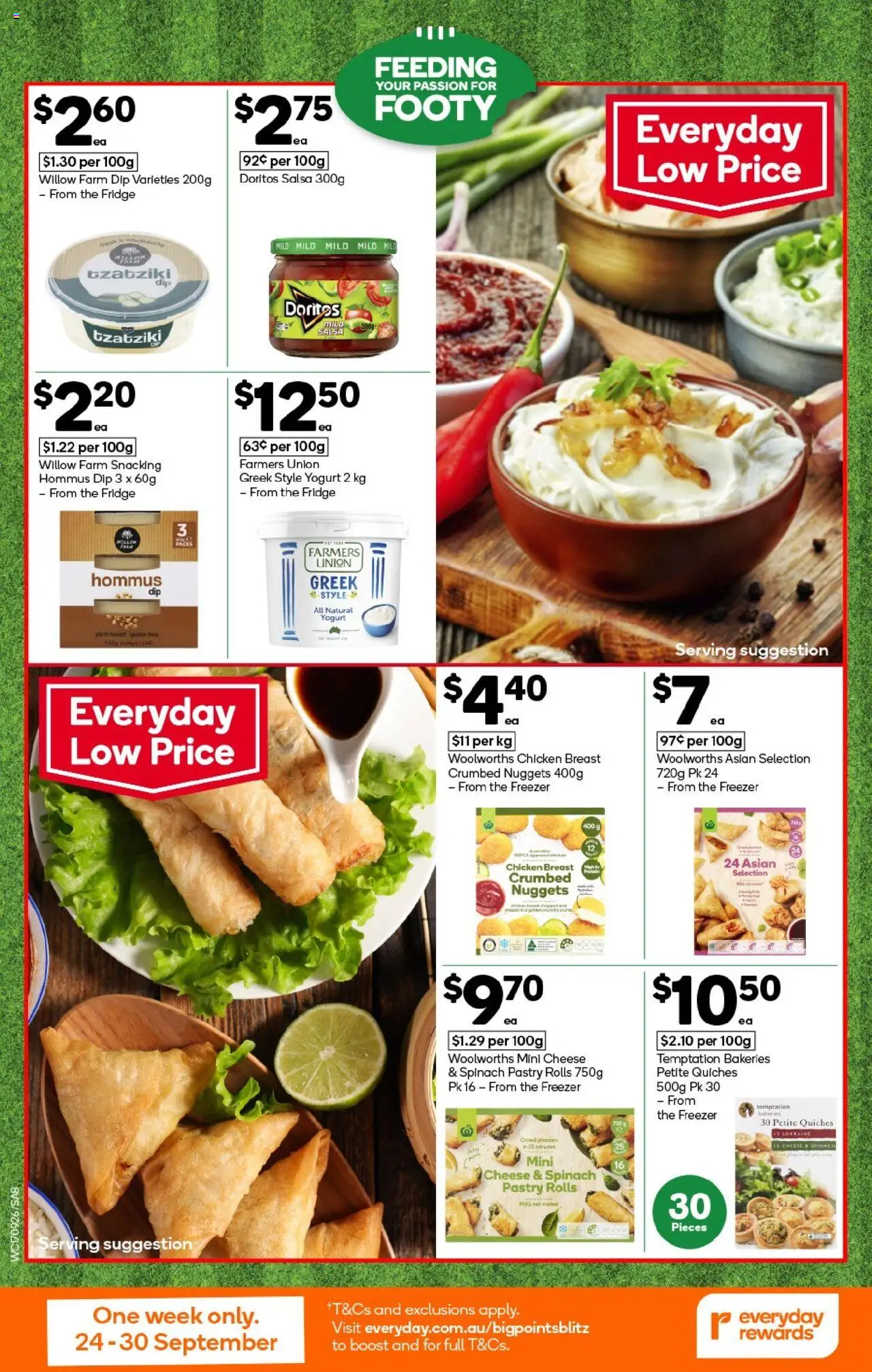 Woolworths catalogue - valid from 24.09.2025 | Page: 8 | Products: Cheese, Pastry, Spinach, Fridge