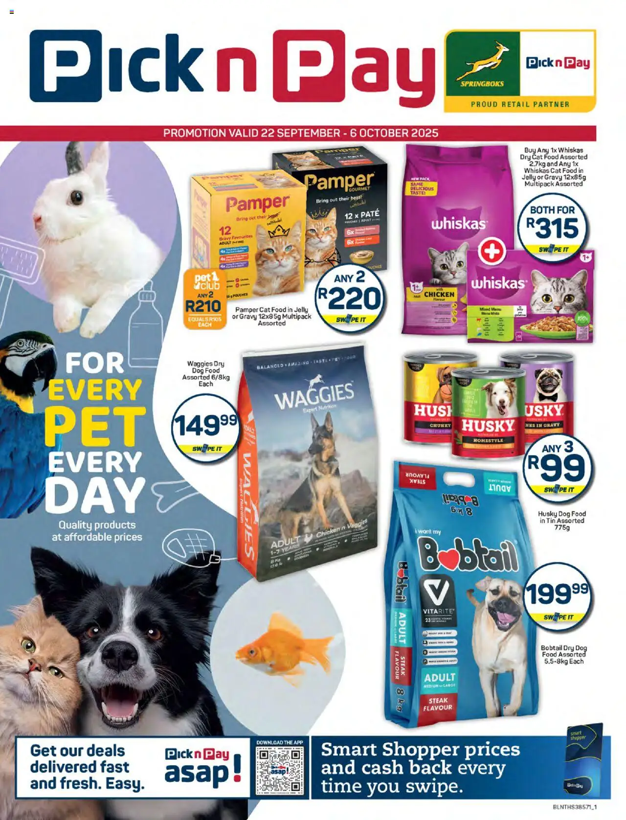 New Pick n Pay catalogue – valid from 22.09.2025 | Page: 1 | Products: Chicken, Gravy, Cat food, Dog food