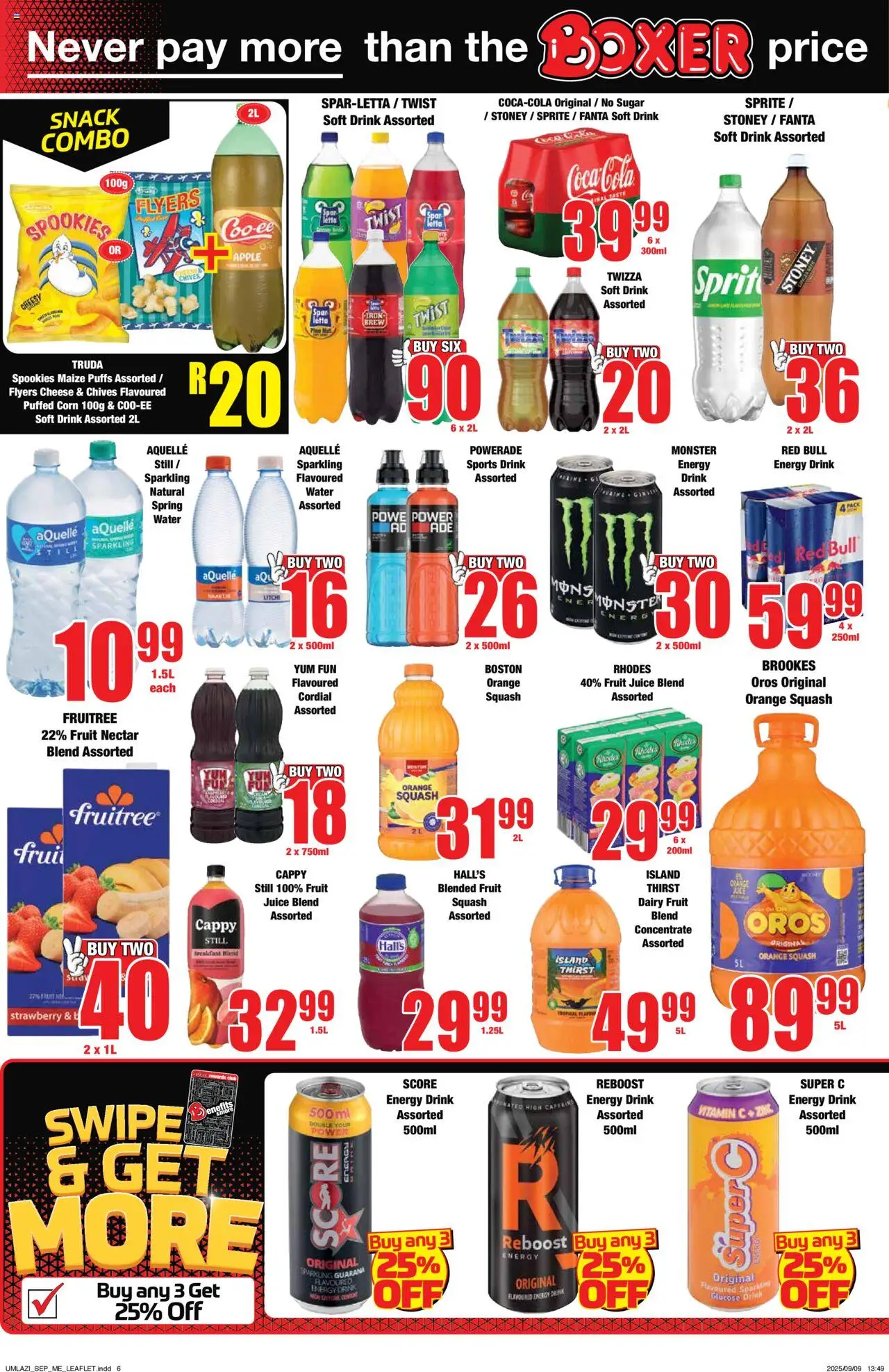 New Boxer catalogue – valid from 22.09.2025 | Page: 6 | Products: Squash, Fanta, Sprite, Sugar