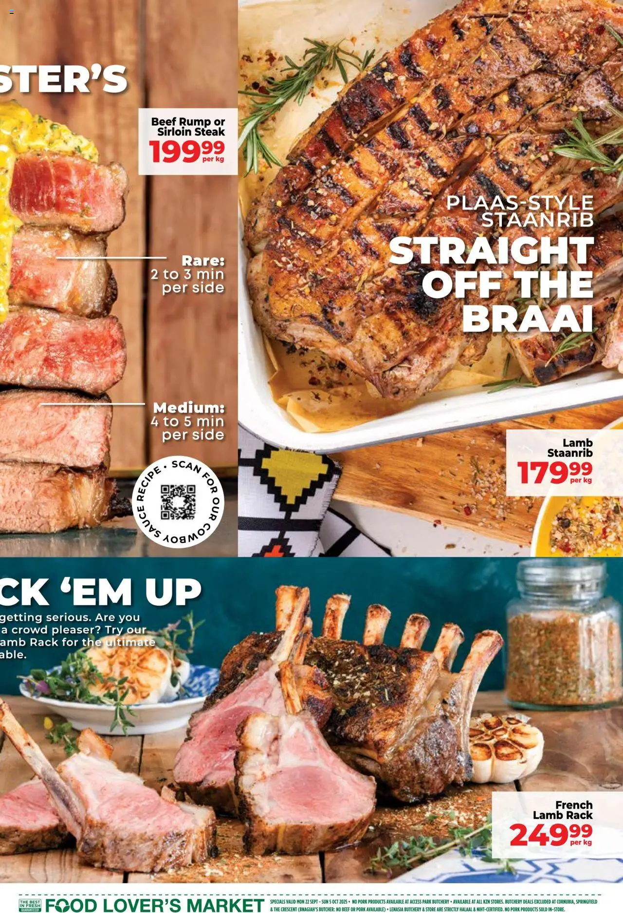 New Food Lover's Market catalogue – valid from 22.09.2025 | Page: 5 | Products: Steak, Pork, Beef, Sauce