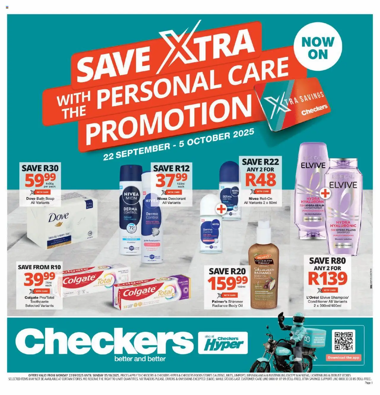 New Checkers catalogue – valid from 22.09.2025 | Page: 1 | Products: Butter, Shampoo, Cream, Deodorant
