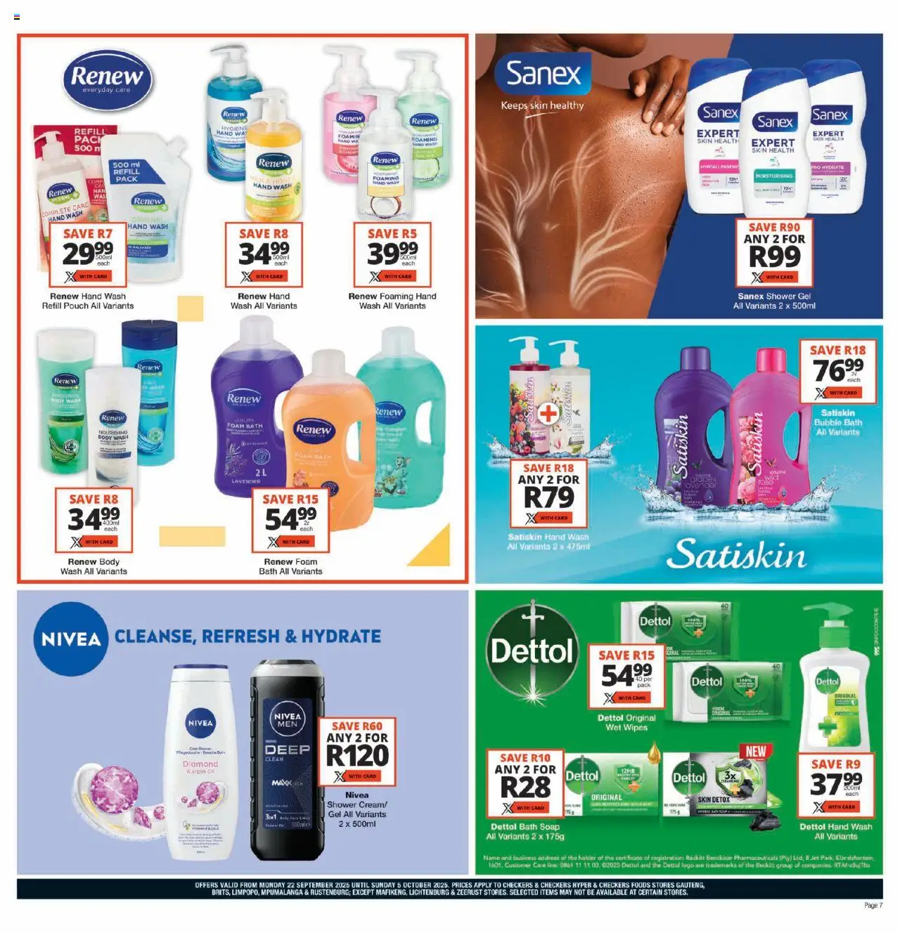 New Checkers catalogue – valid from 22.09.2025 | Page: 7 | Products: Shower, Soap, Shower gel, Grapes