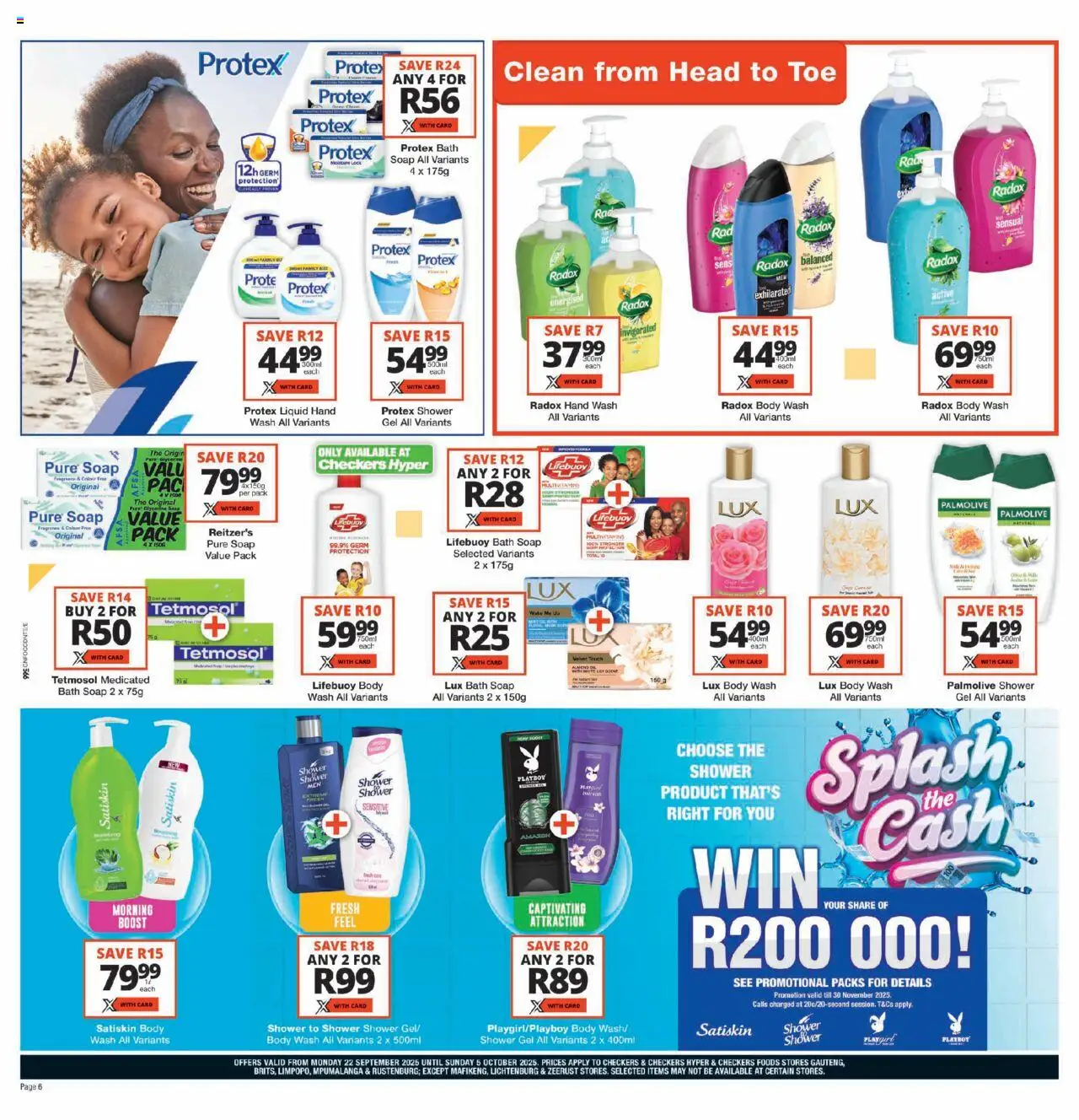 New Checkers catalogue – valid from 22.09.2025 | Page: 6 | Products: Bath, Multivitamins, Shower gel, Body wash