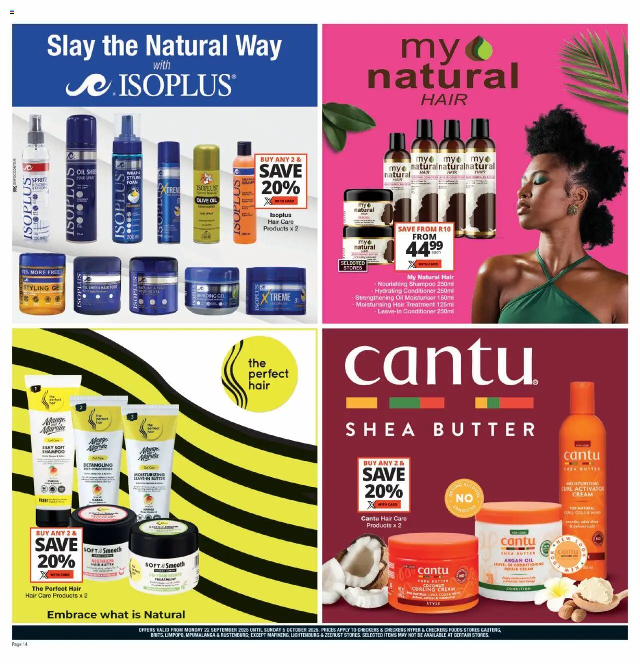 New Checkers catalogue – valid from 22.09.2025 | Page: 14 | Products: Butter, Oil, Conditioner, Foam