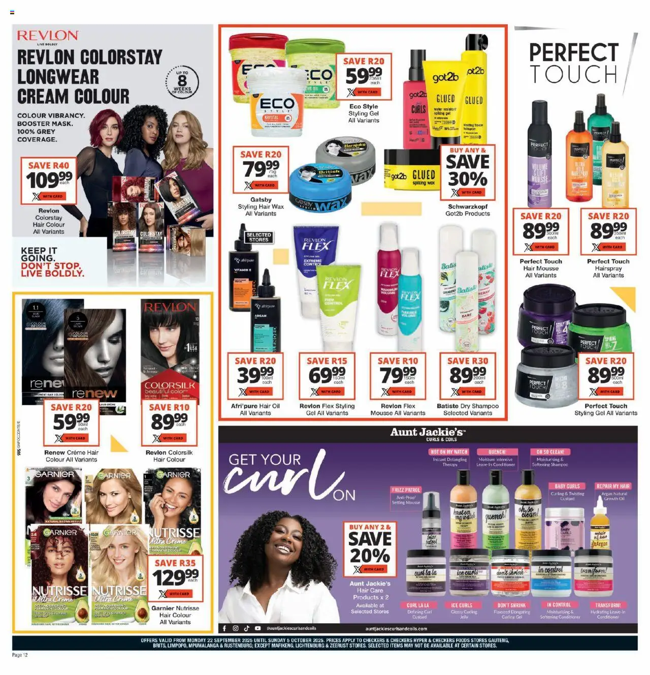 New Checkers catalogue – valid from 22.09.2025 | Page: 12 | Products: Custard, Wax, Hair colour, Light